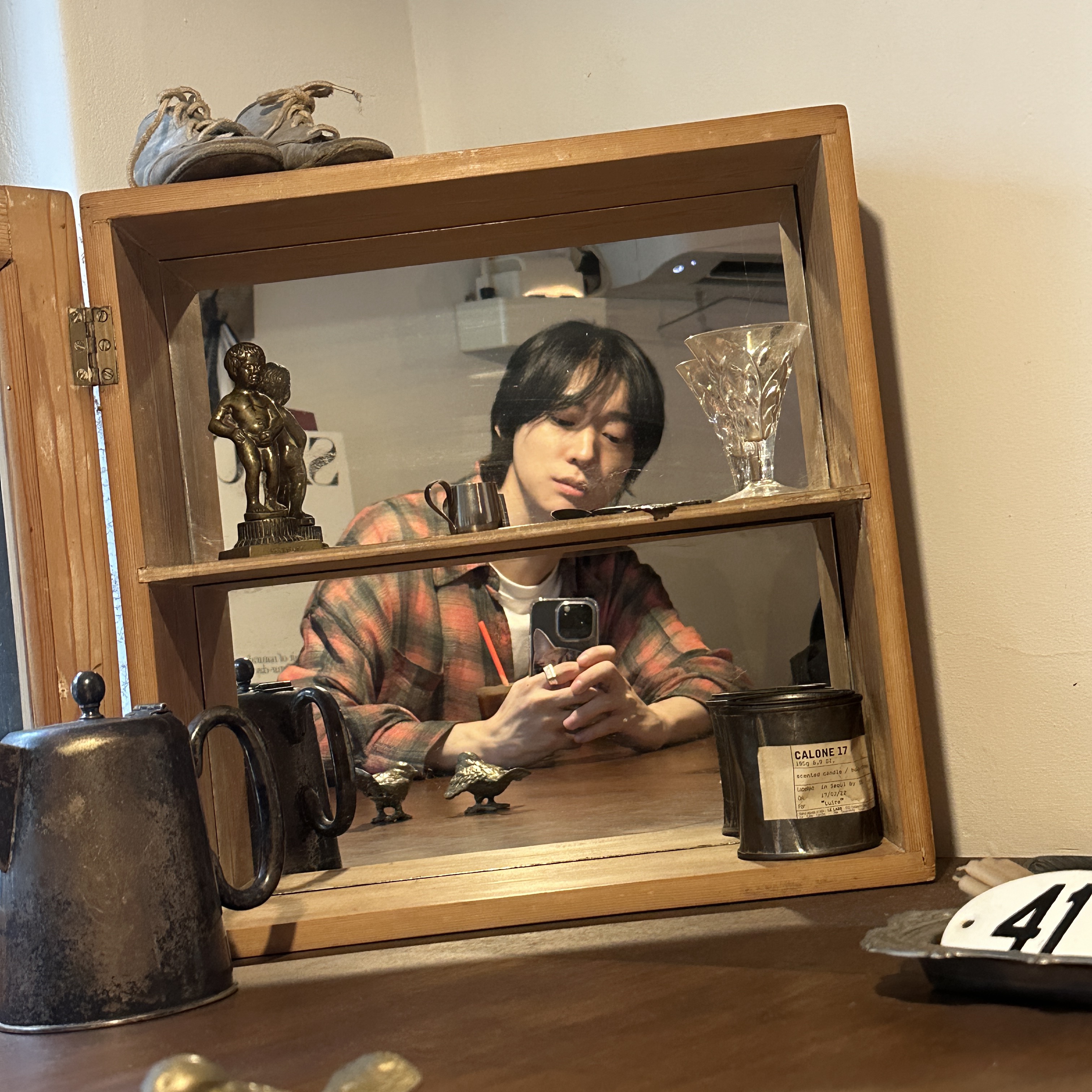 Our Legacy Borrowed Shirt Big Lumbercheck Print 착용 스타일