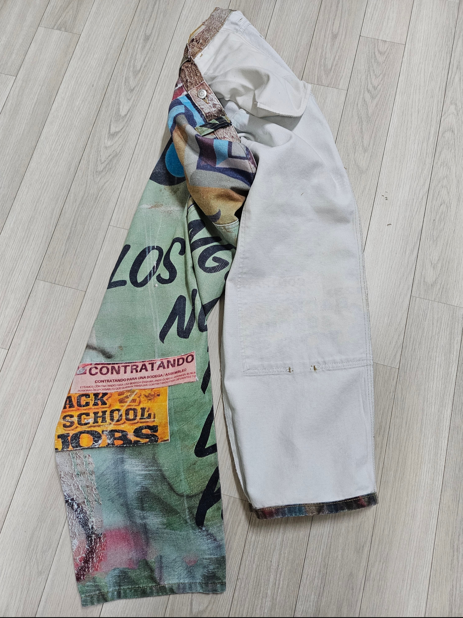 Stussy Work Pant Alfonso Canvas Multi, Stussy Worldwide Big OL' Jeans Stone Wash 착용 스타일 - 5
