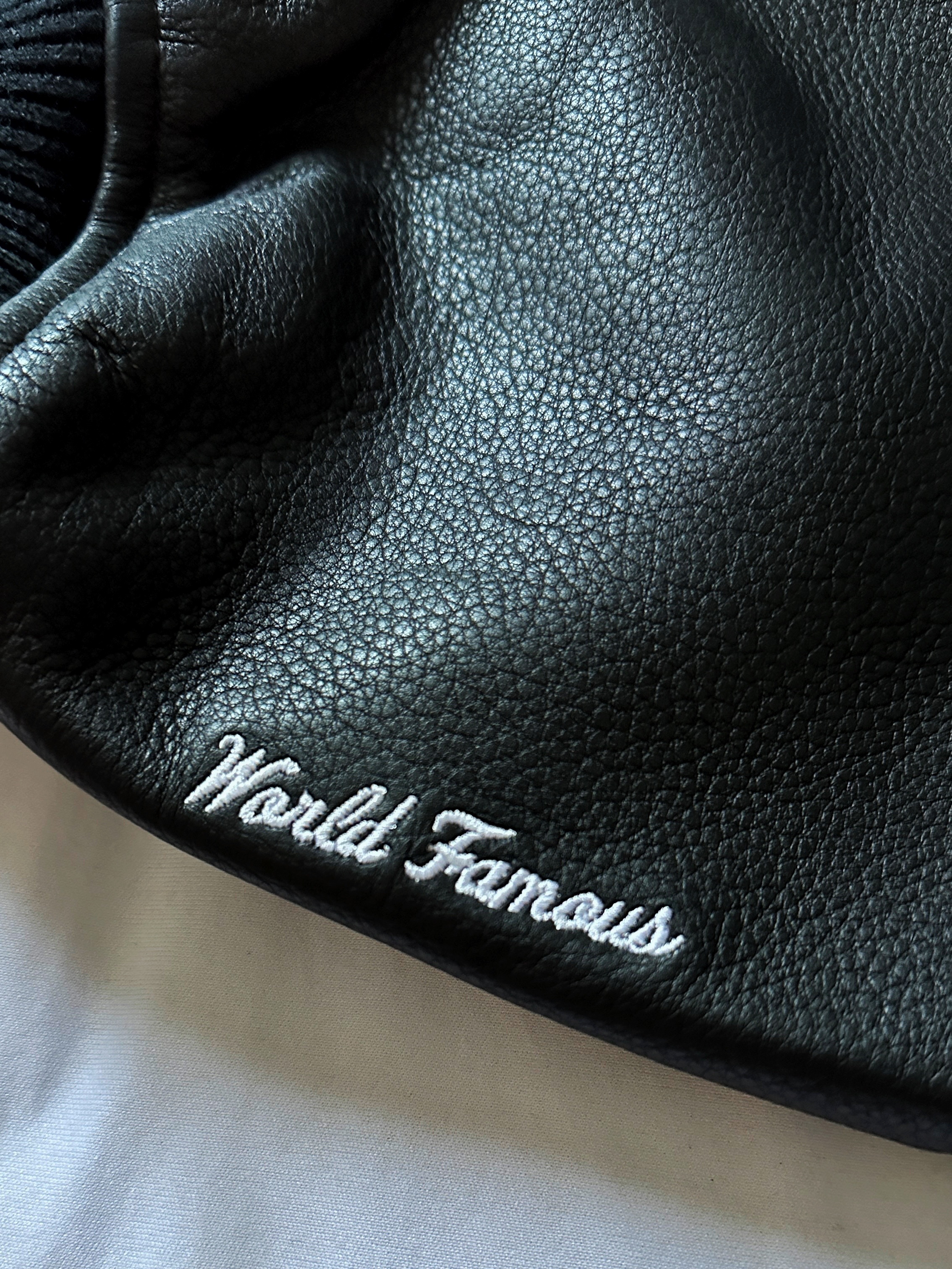 Supreme Gore-Tex Infinium Windstopper Leather Varsity Jacket Black - 23FW 착용 스타일 - 3