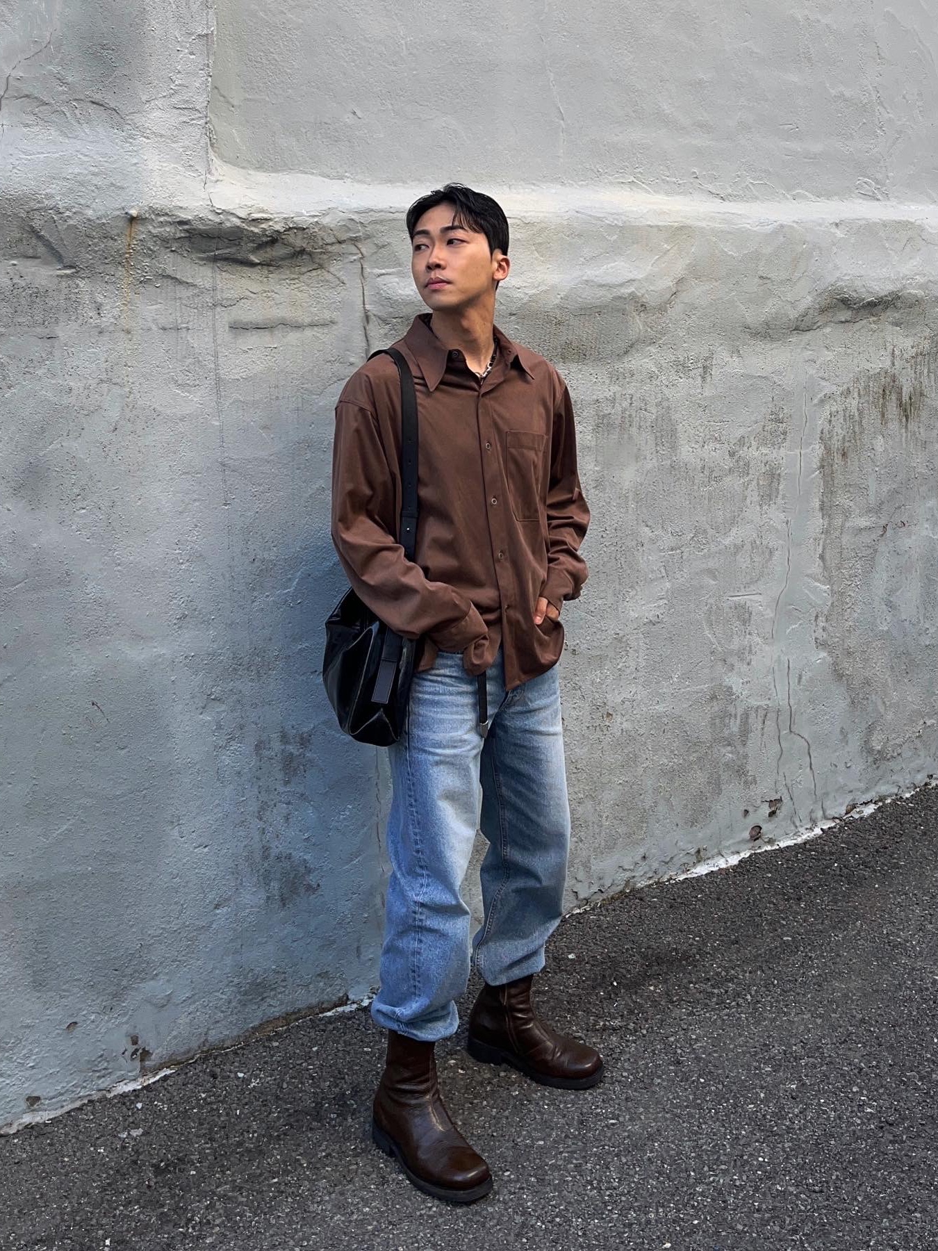 Our Legacy Camion Boot Olive Leather 착용 스타일