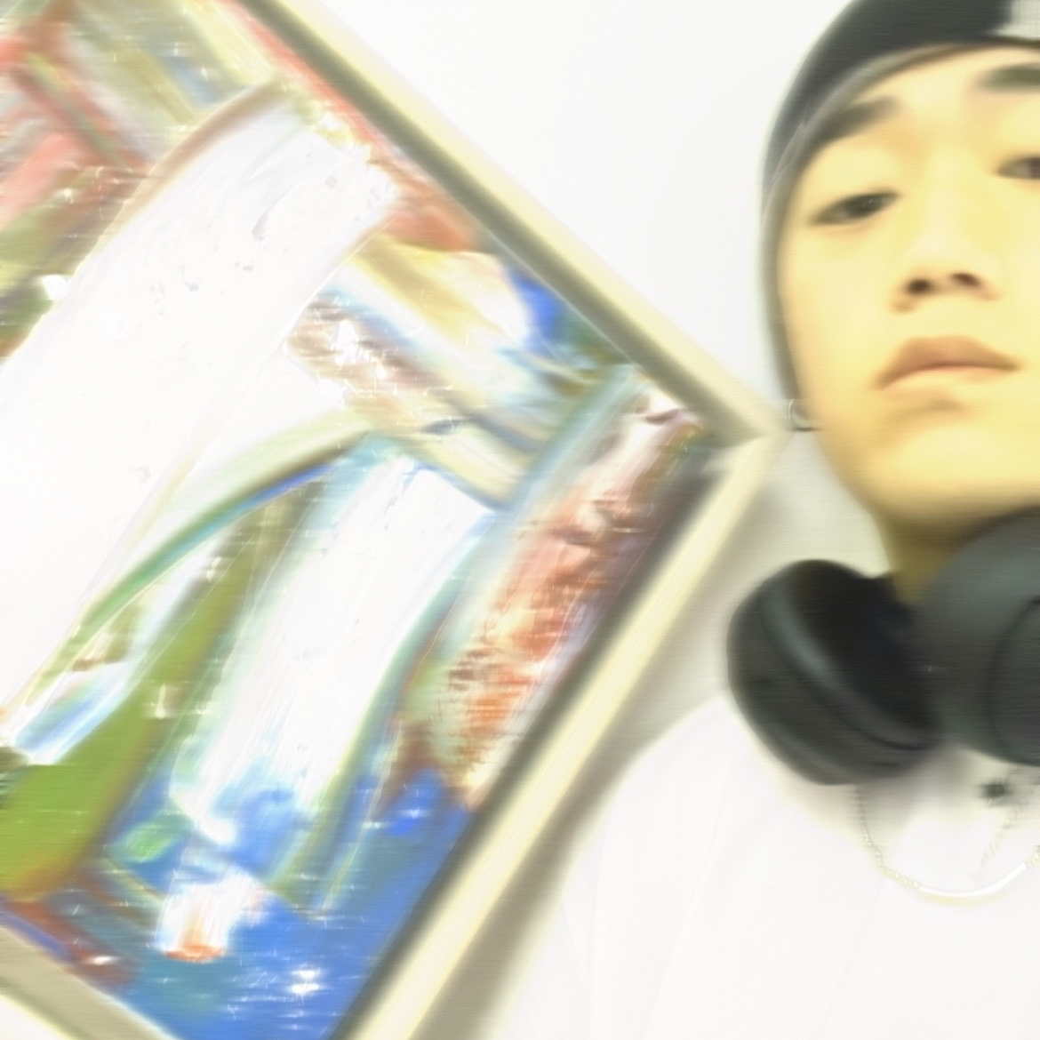 Sony WH-1000XM4 Black (Korean Ver.), Stussy Undershirt White (3 Pack) 착용 스타일
