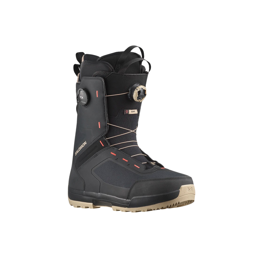 살로몬 에코 듀얼 보아 와이드 스노우보드 부츠 스프레이 그린 블랙 핫 코랄(Salomon Echo Dual Boa Wide Snowboard Boots Spray Green Black Hot Coral) - 1