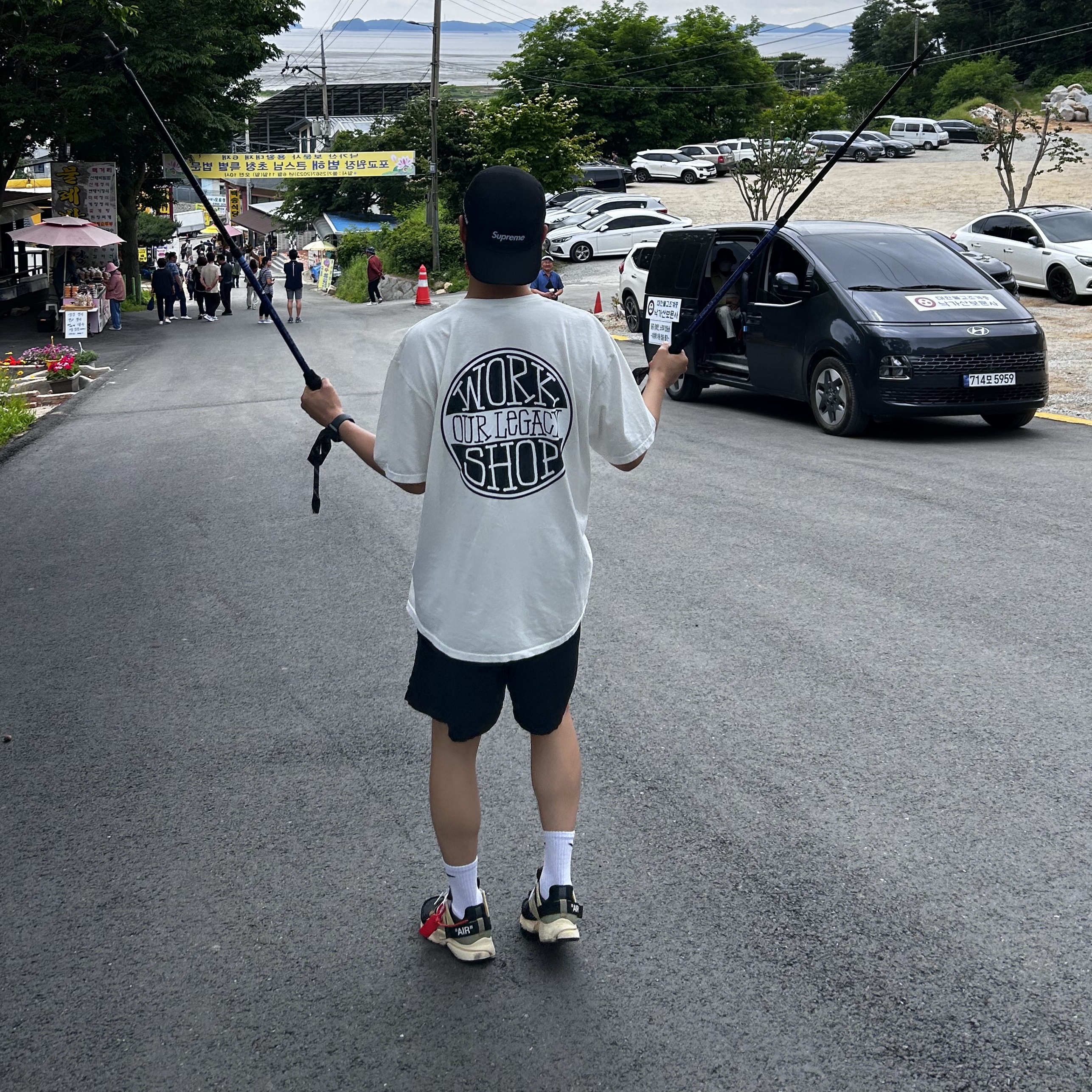 Nike x Off-White Air Presto OG The Ten, Stussy x Our Legacy Work Shop Dot Pigment Dyed T-Shirt Natural 착용 스타일