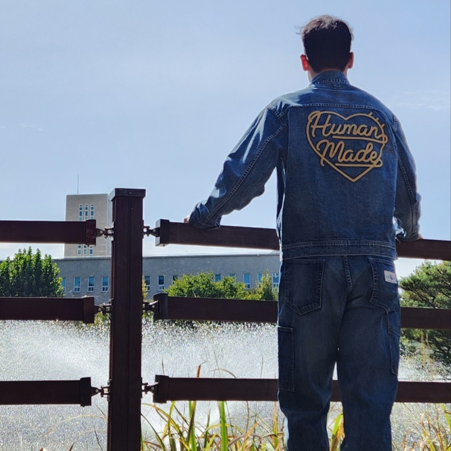Human Made Storm Cowboy Denim Jacket Type 1949 Indigo, Human Made Storm Cowboy Straight Denim Pants Type 1949 Indigo 착용 스타일 - 2