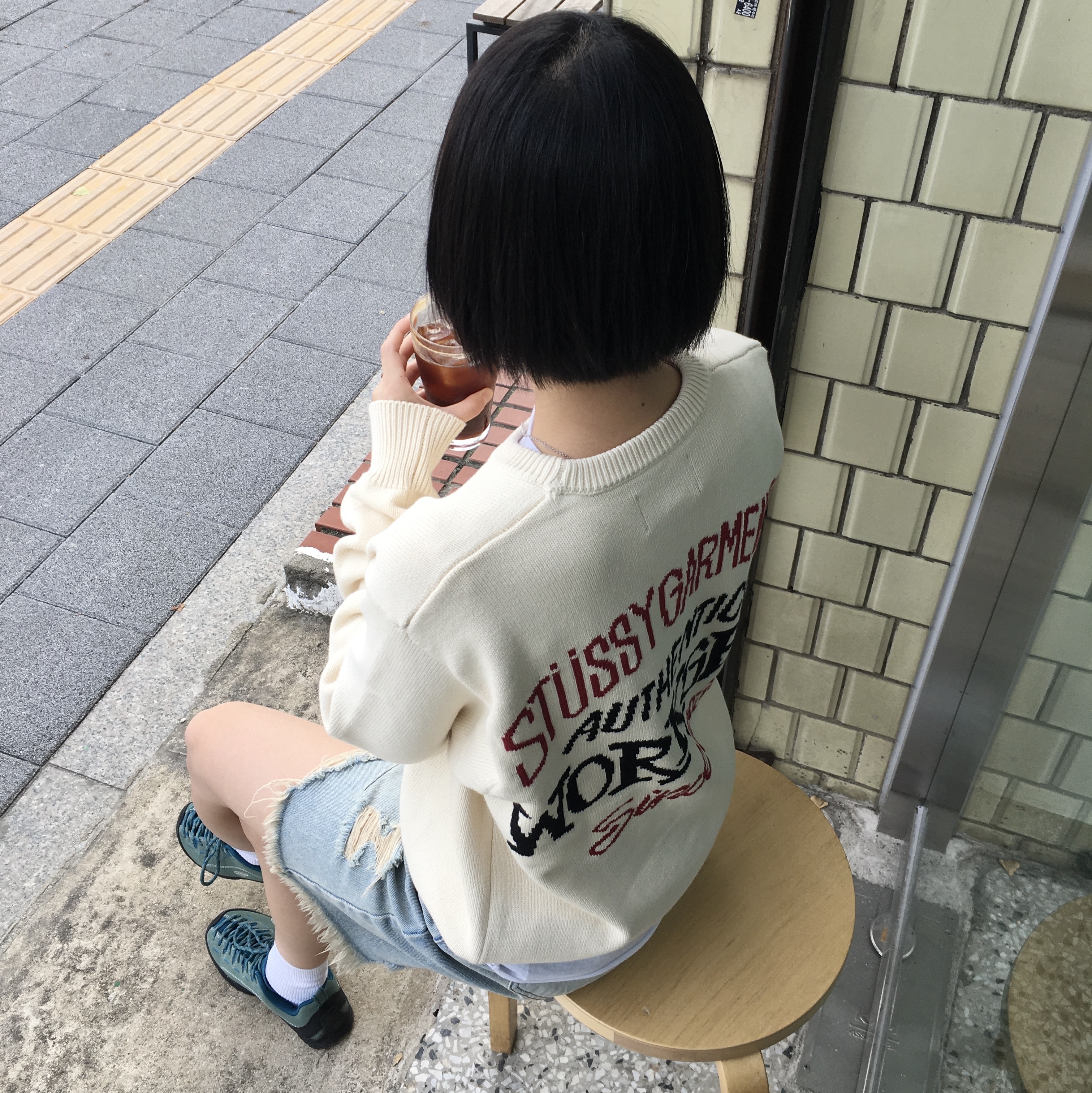 (W) Keen Jasper Sneakers Dark Forest, Stussy Authentic Workgear Sweater Natural 착용 스타일