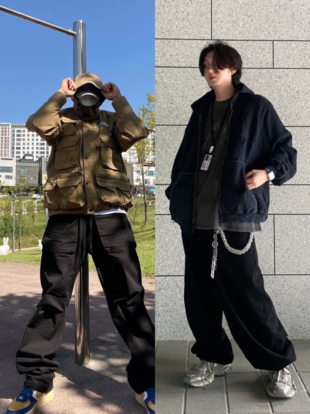 Adidas Essential 3S Woven Windbreaker Jacket Black - KR Sizing, (W) Adidas Adimatic Earth Strata Dark Brown 착용 스타일 - 3