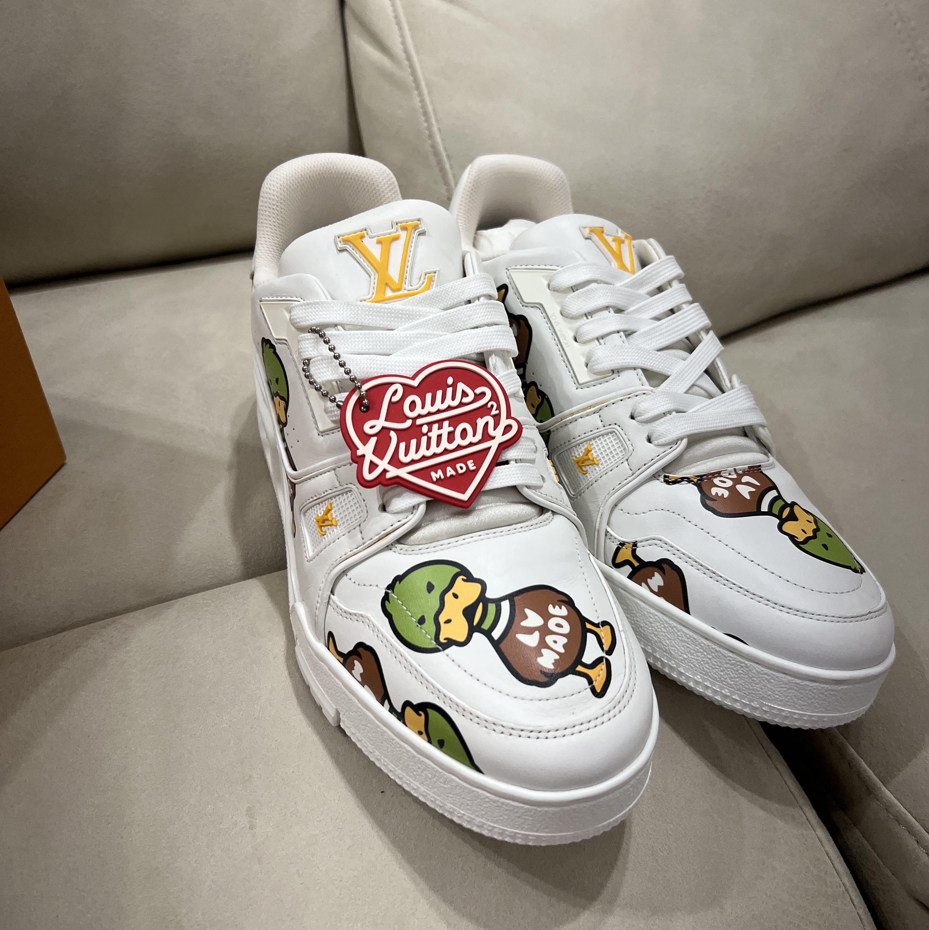 Louis Vuitton x Nigo LV Trainer Sneakers White 착용 스타일