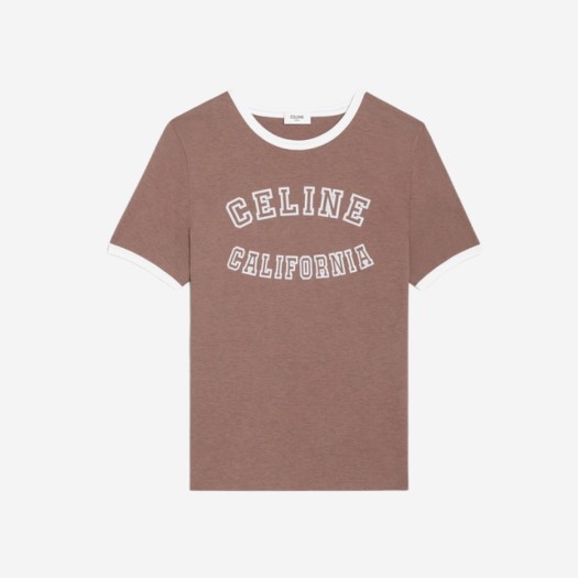 (W) 셀린느 코튼 저지 캘리포니아 70s 티셔츠 빈티지 브라운 멜란지 오프 화이트