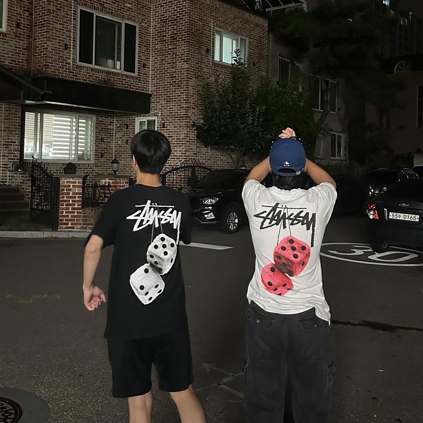 Stussy Fuzzy Dice T-Shirt Black, Stussy Fuzzy Dice T-Shirt White 착용 스타일 - 2