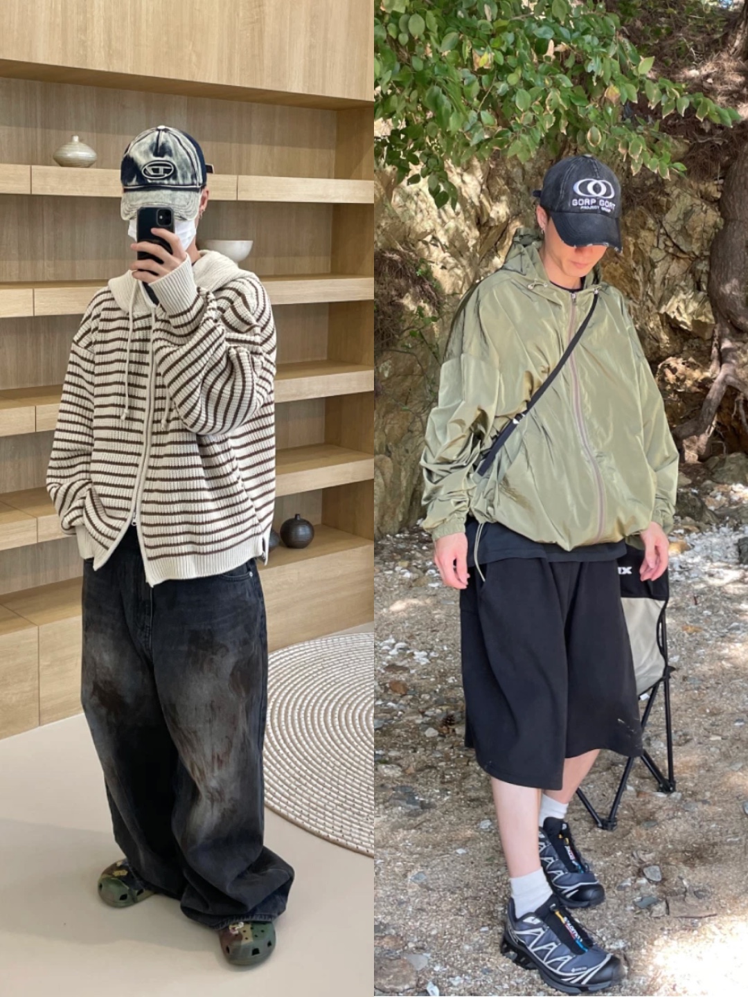 Stussy World Tour LS T-Shirt Black, Salomon XT-6 Gore-Tex Black Ebony 착용 스타일 - 2