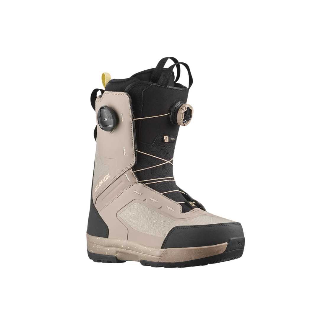 (W) 살로몬 비스타 듀얼 보아 스노우보드 부츠 빈티지 카키 블랙 텐더 옐로우((W) Salomon Vista Dual Boa Snowboard Boots Vintage Khaki Black Tender Yellow) - 1