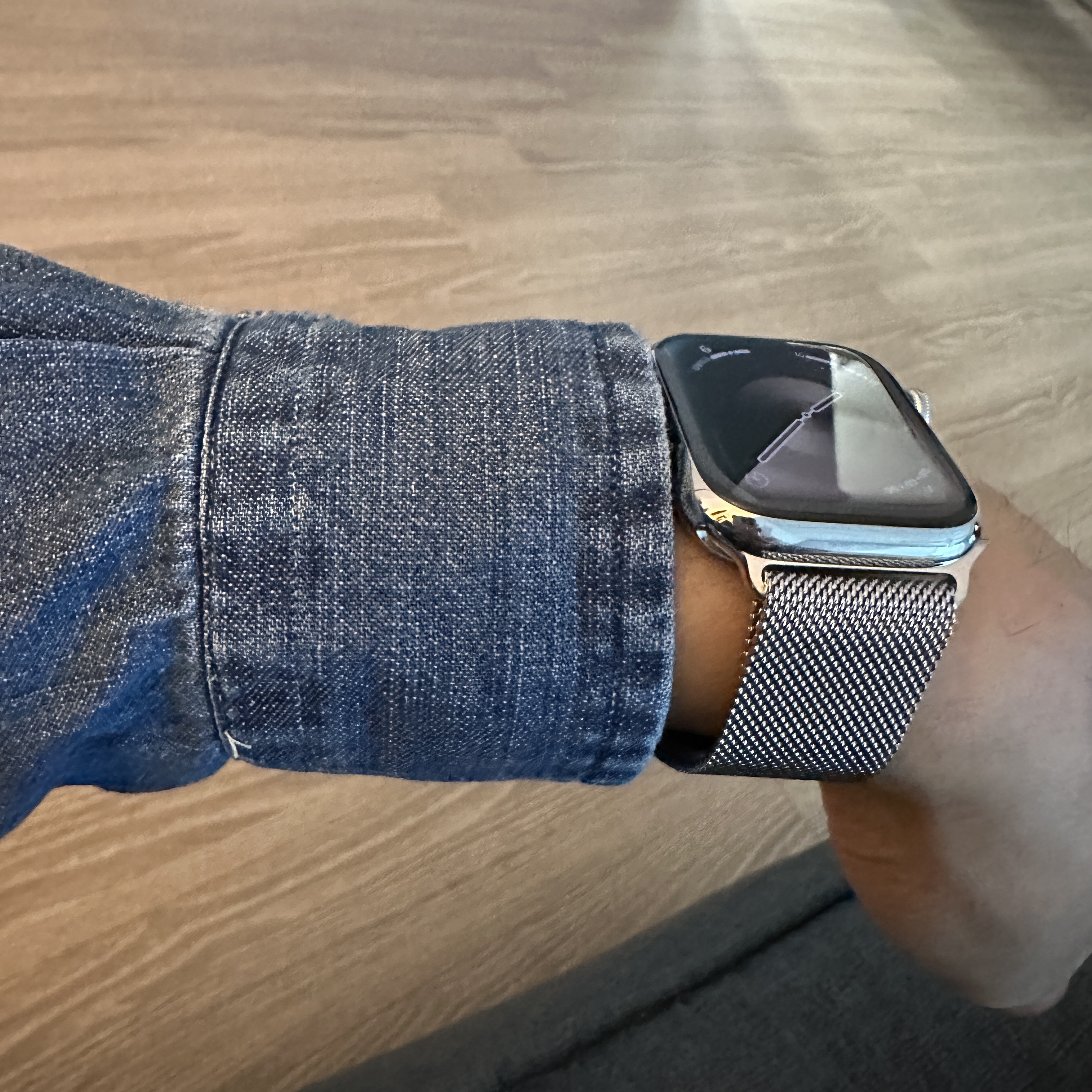 Apple Watch Series 8 45mm Cellular Silver Stainless Steel Case with Milanese Loop Silver (Korean Ver.) 착용 스타일