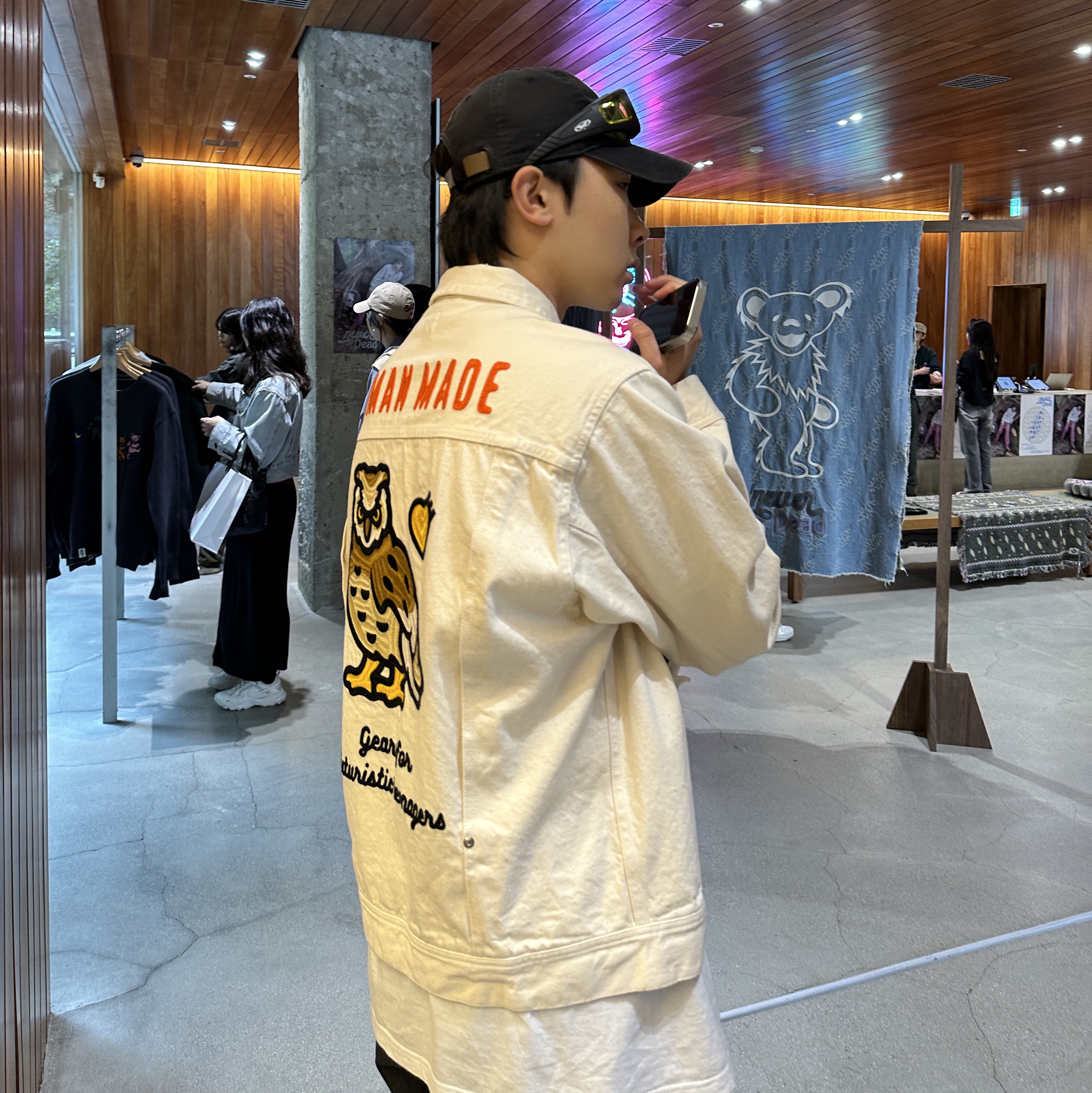 Human Made Natural Denim Work Jacket White, Stussy Undershirt White (3 Pack) 착용 스타일 - 1