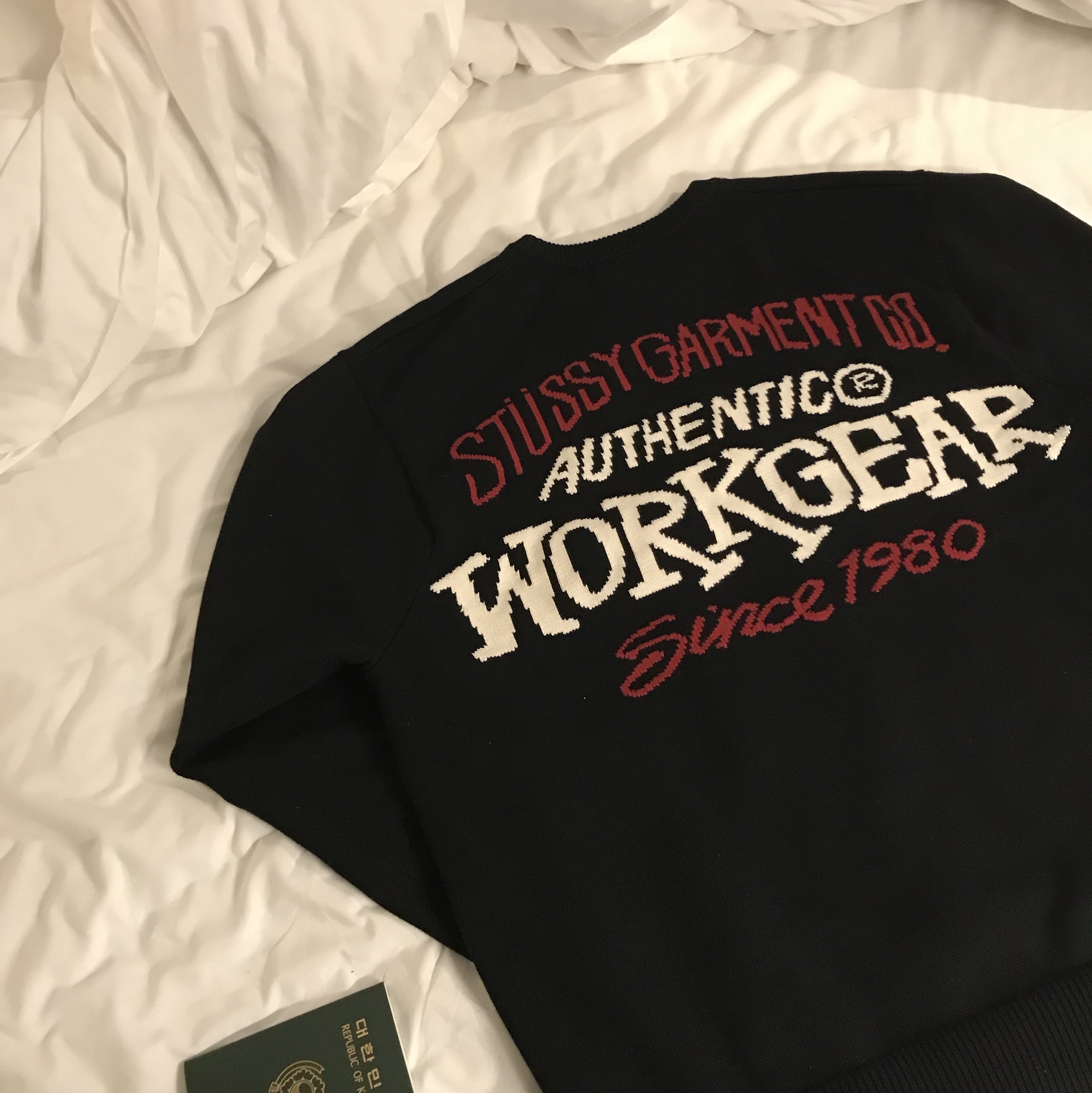 Stussy Authentic Workgear Sweater Black 착용 스타일