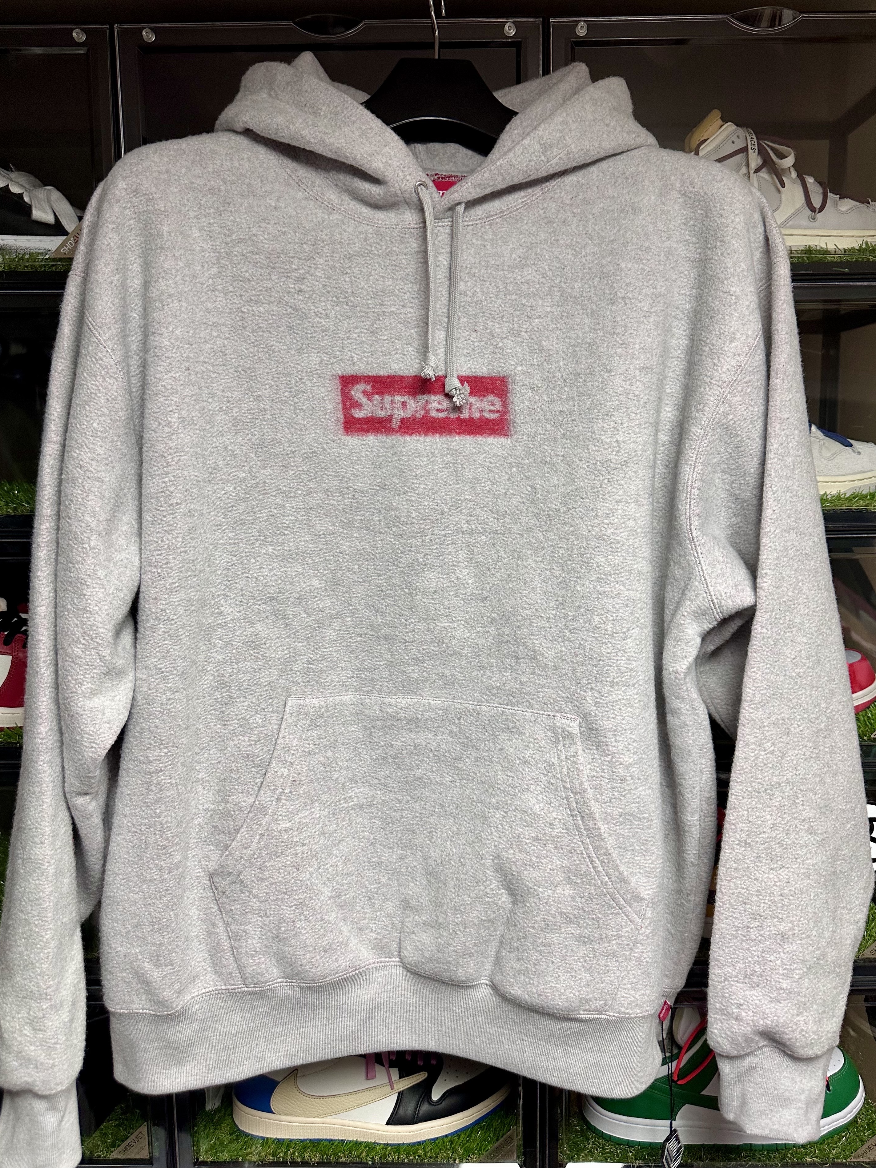 Supreme Inside Out Box Logo Hooded Sweatshirt Heather Grey - 23SS 착용 스타일 - 1
