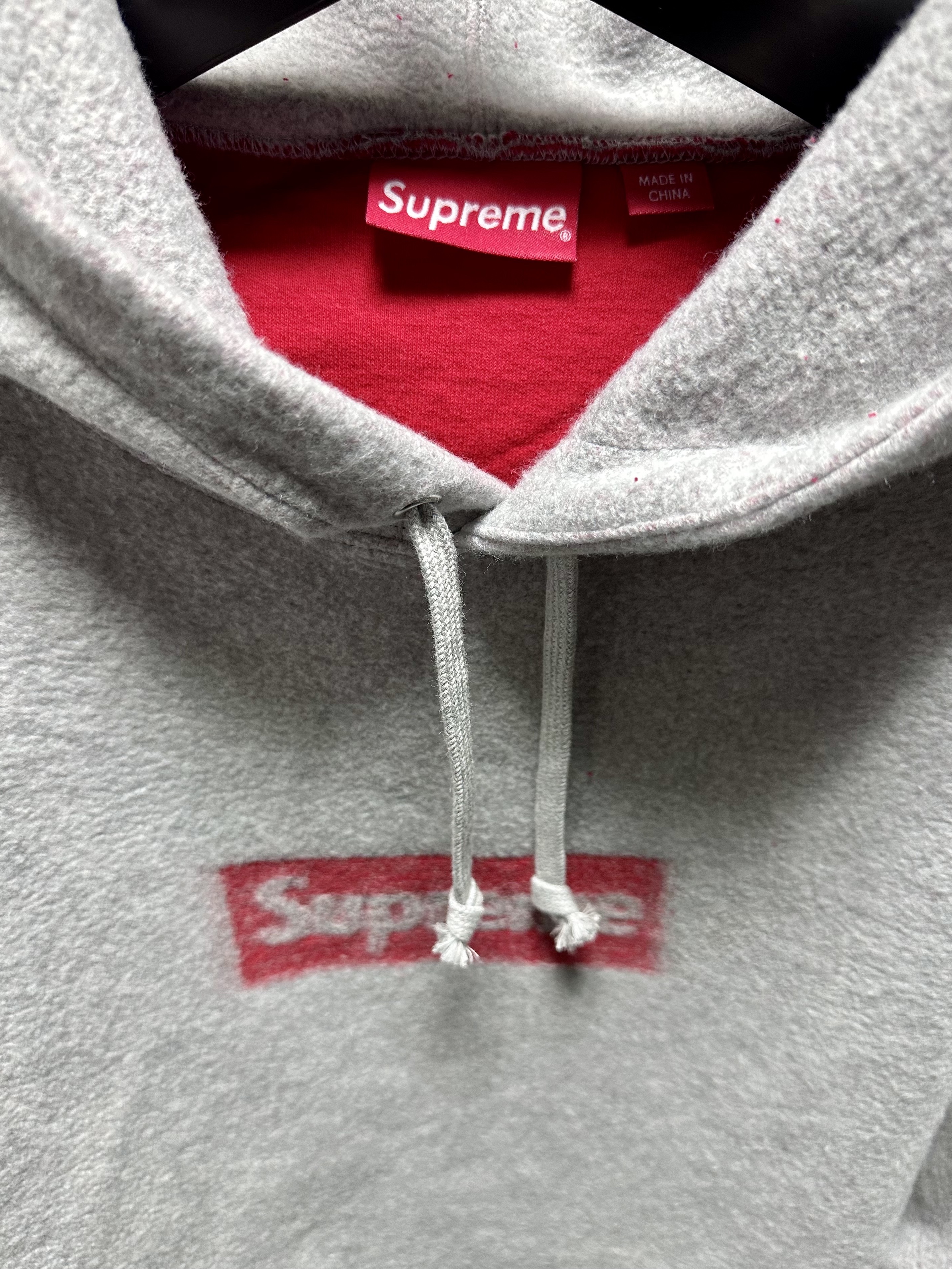 Supreme Inside Out Box Logo Hooded Sweatshirt Heather Grey - 23SS 착용 스타일 - 2