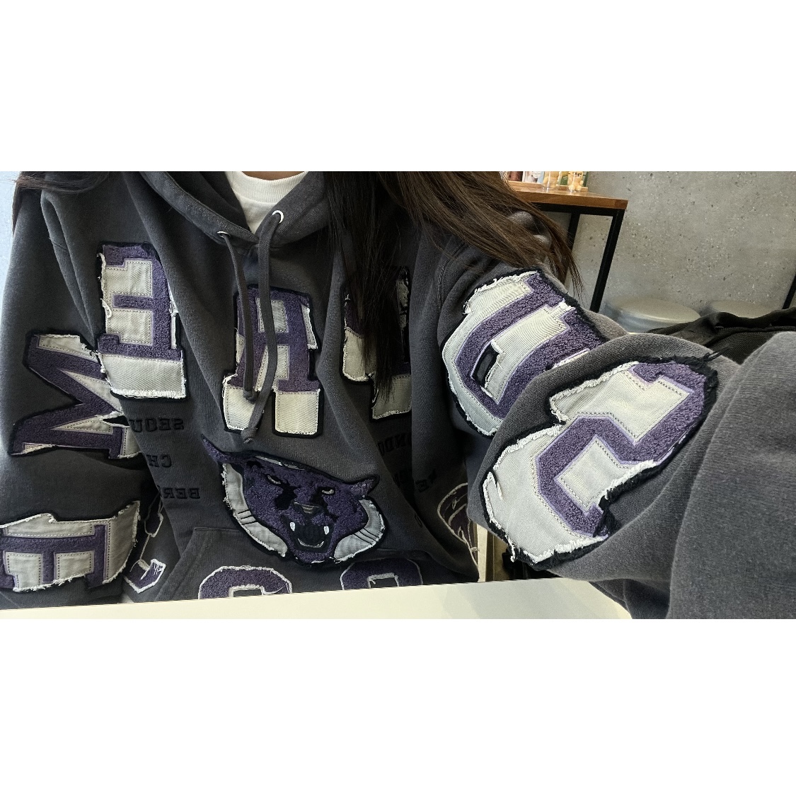 Supreme Washed Panther Hooded Sweatshirt Black - 23FW 착용 스타일
