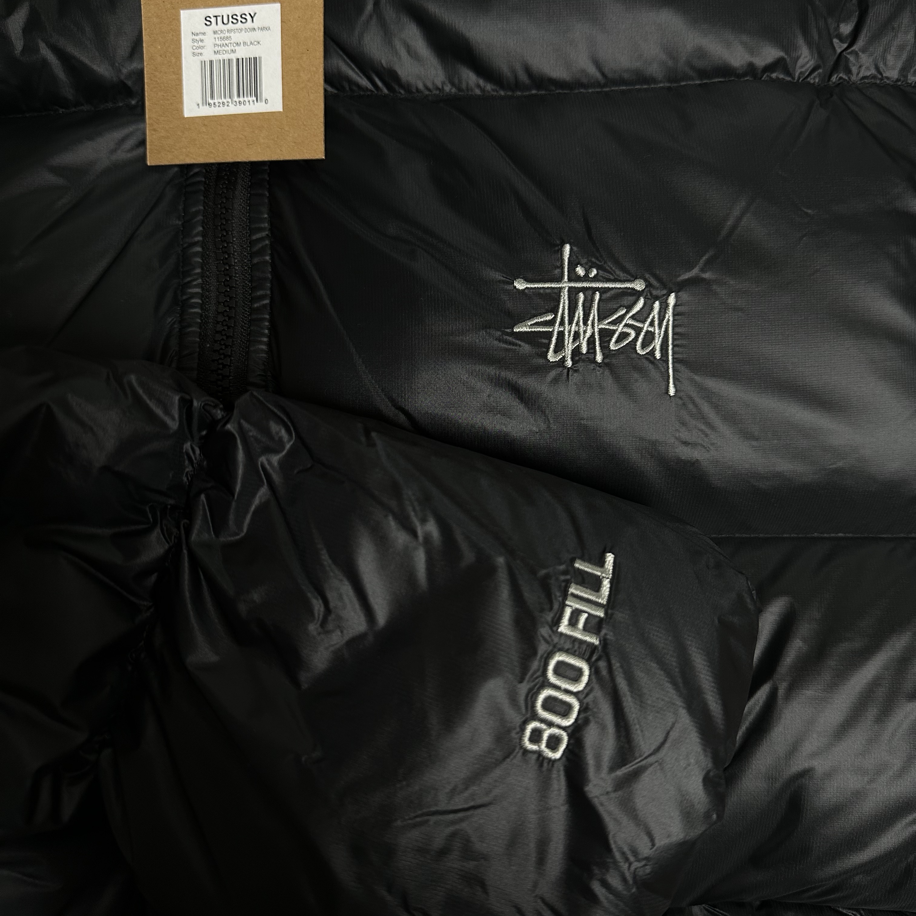 Stussy Down Parka Micro Ripstop Phantom Black 착용 스타일 - 1