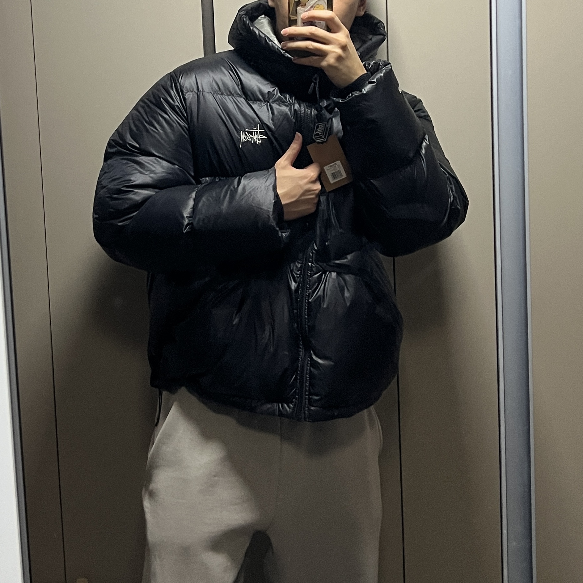 Stussy Down Parka Micro Ripstop Phantom Black 착용 스타일