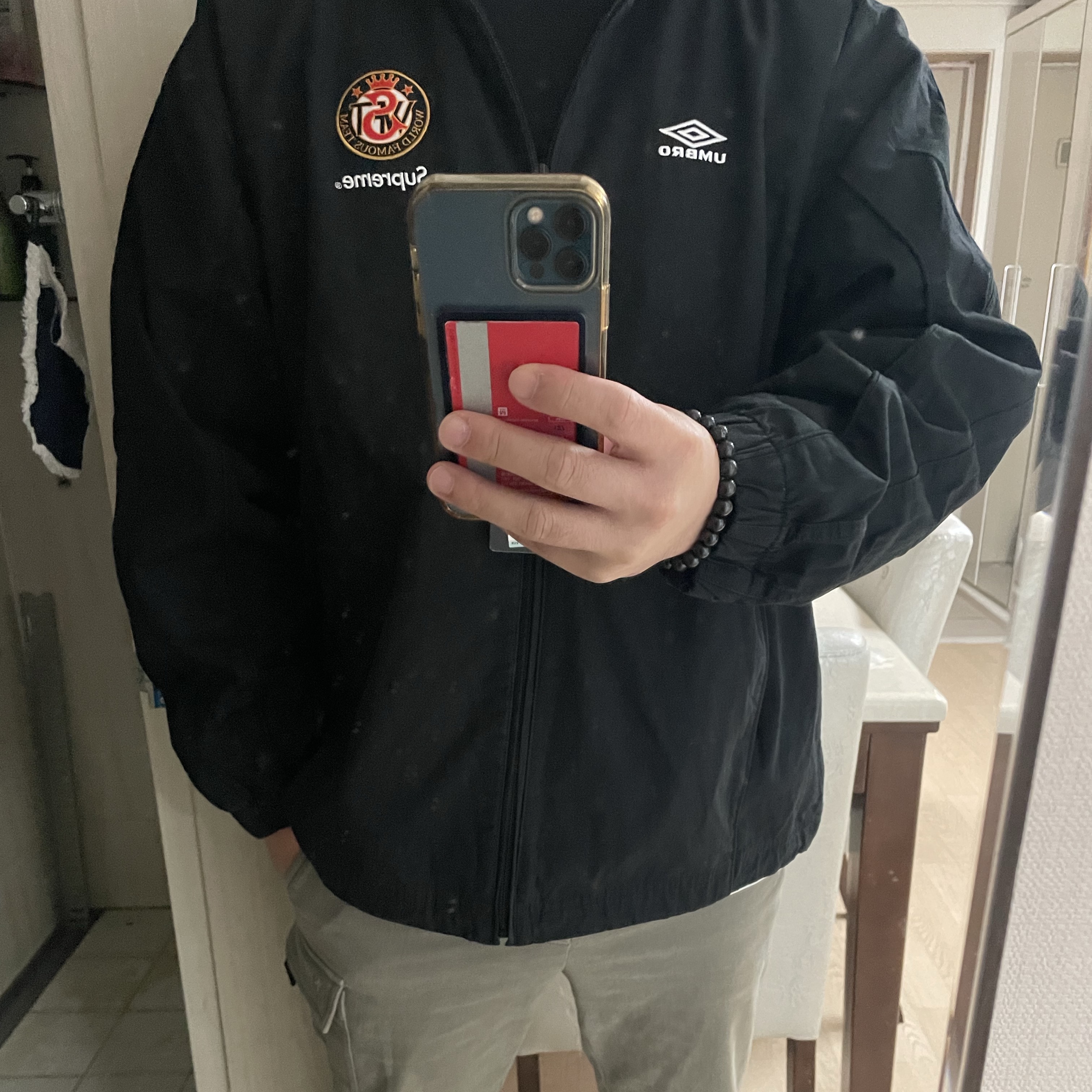 Supreme x Umbro Cotton Ripstop Track Jacket Black - 23FW 착용 스타일