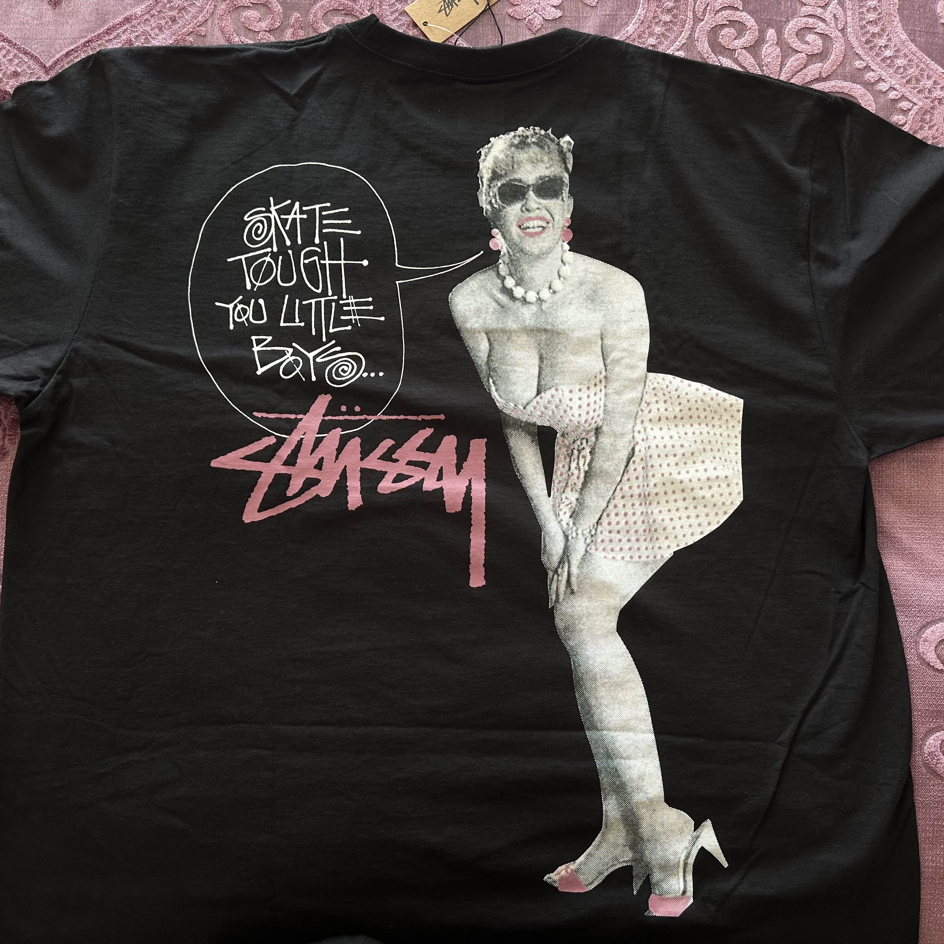 Stussy Skate Tough T-Shirt Black 착용 스타일 - 3