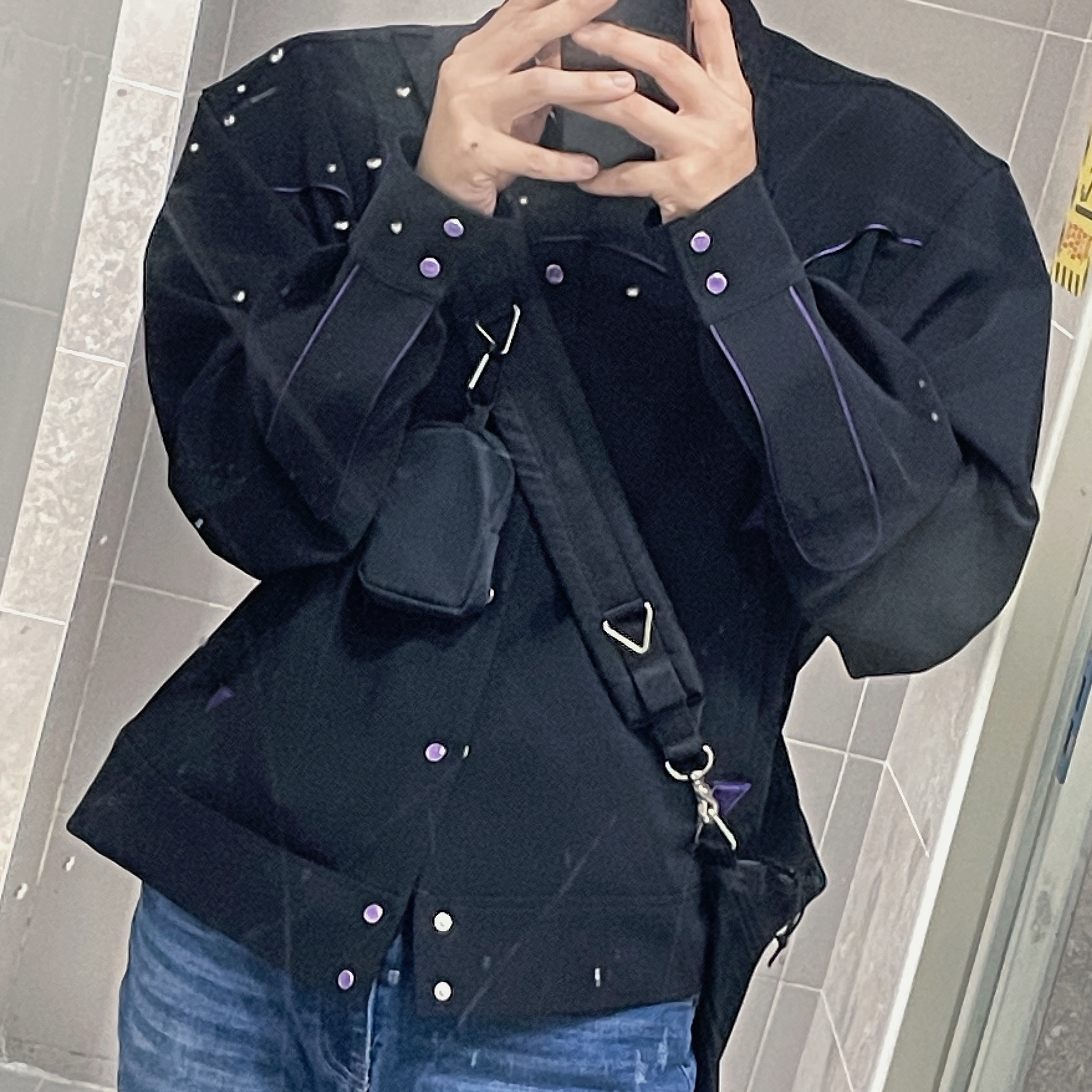 Needles Piping Cowboy Jacket Black 착용 스타일 - 1