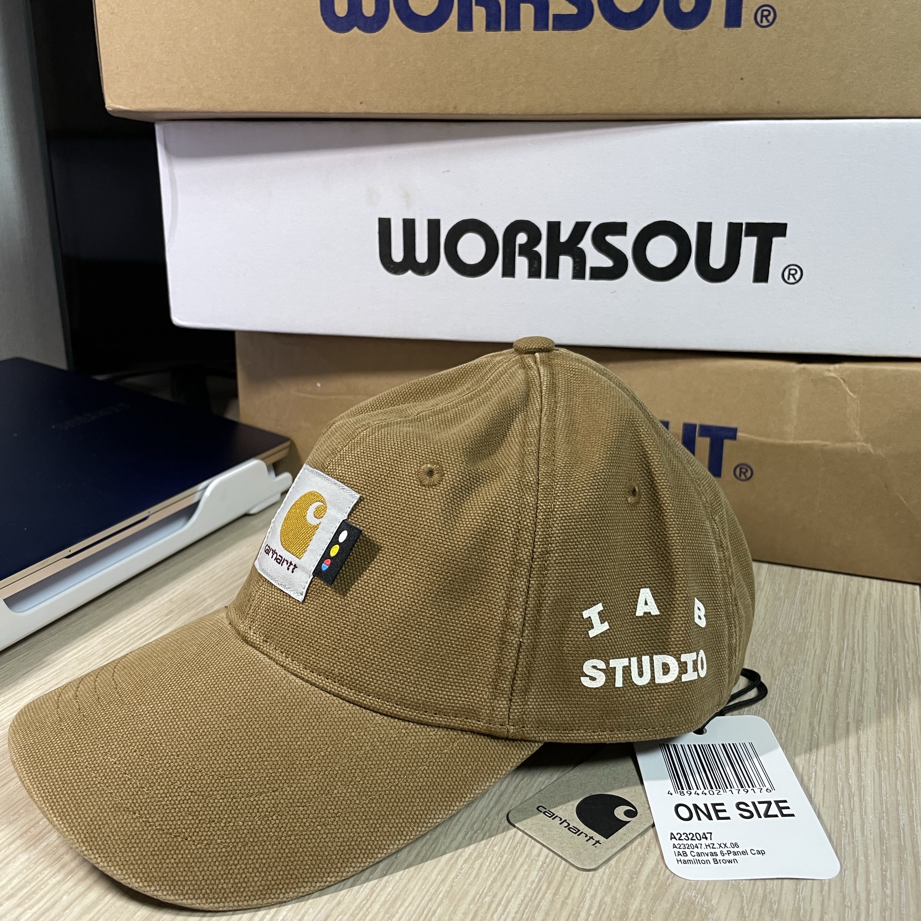 Carhartt WIP x IAB Studio Canvas 6-Panel Cap Hamilton Brown 착용 스타일 - 1