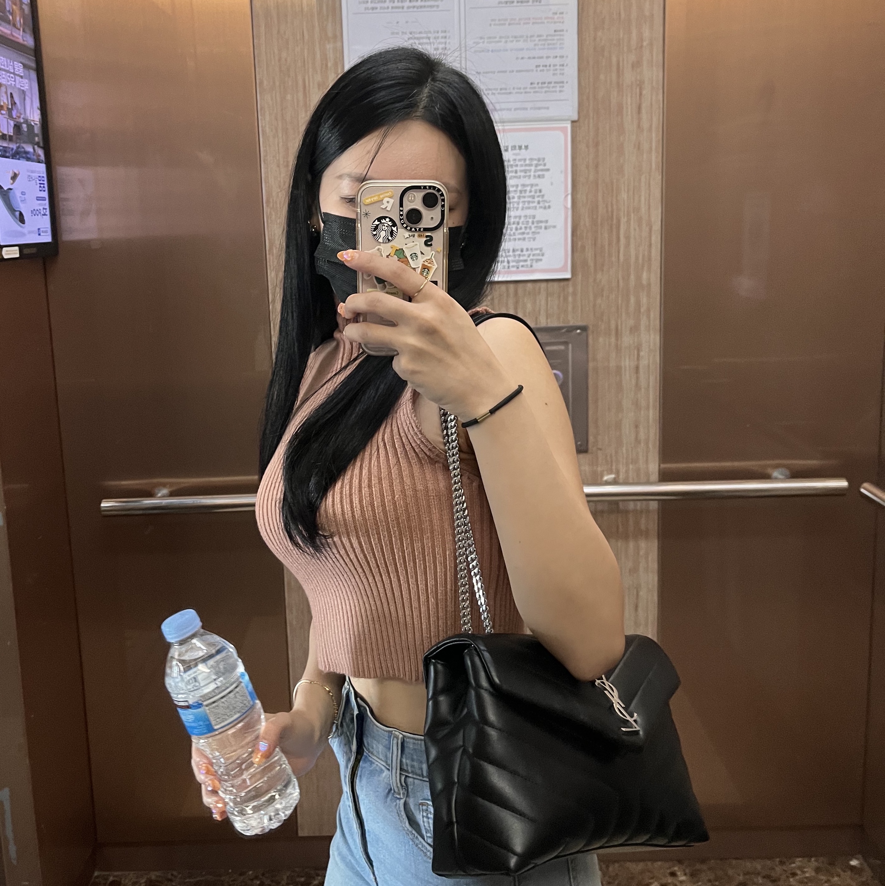 Saint Laurent Silver Monogram Loulou Small Bag in Matelasse Y Leather Black, Casetify x Starbucks Icon Impact iPhone Case Clear 착용 스타일 - 2