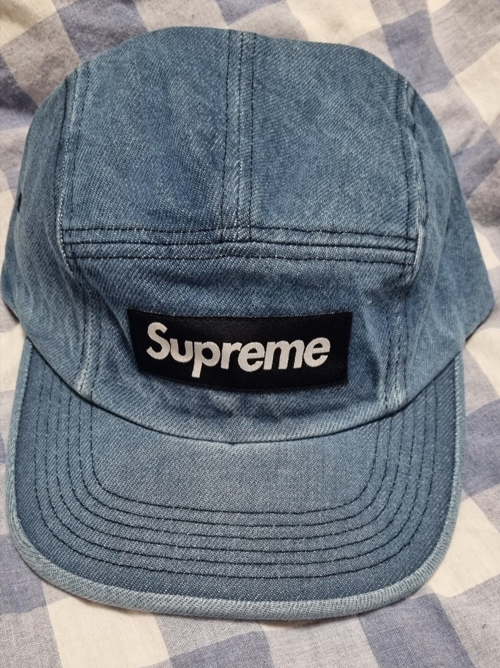 Supreme Washed Chino Twill Camp Cap Denim - 23FW 착용 스타일 - 1