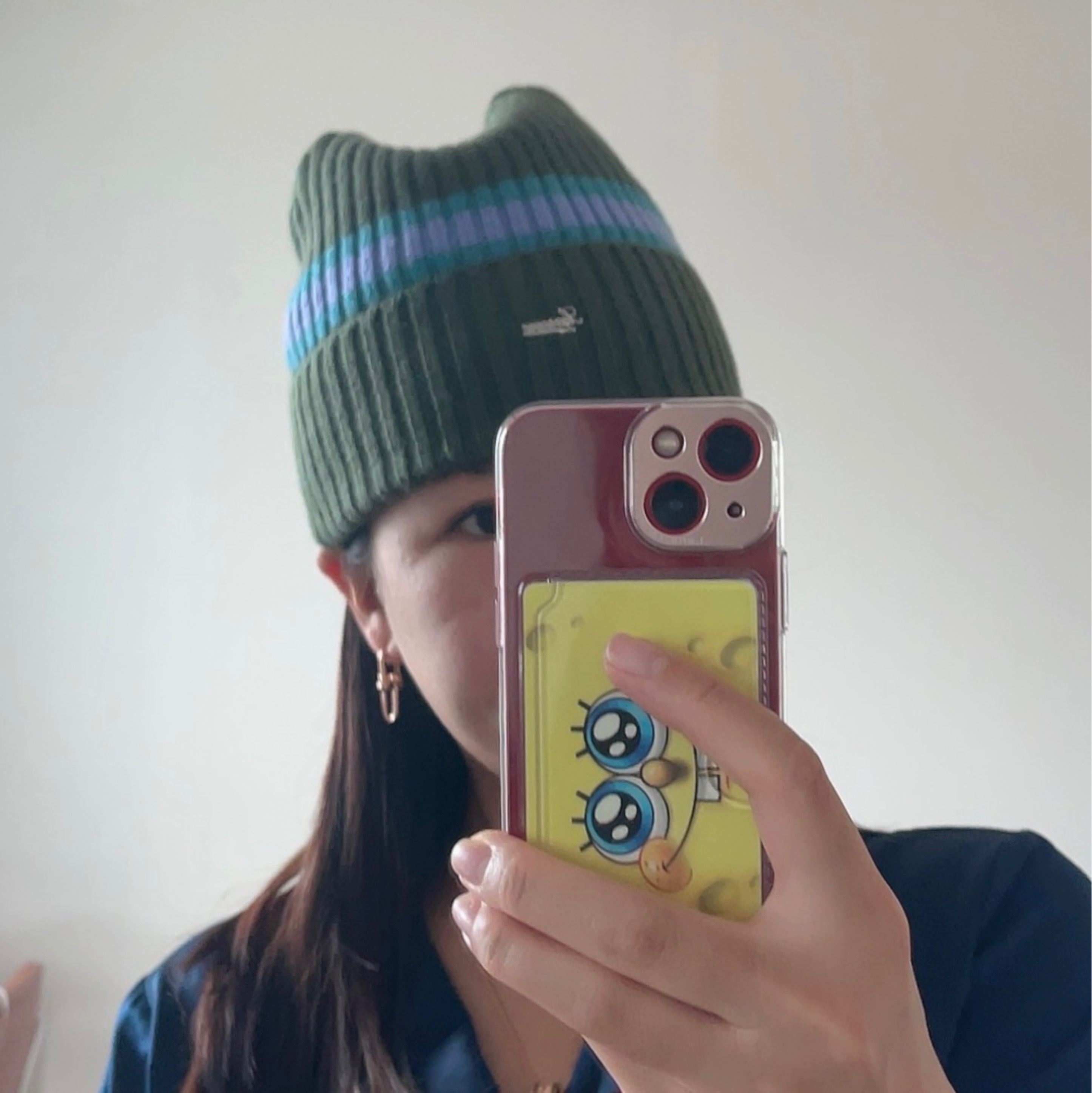 Supreme Striped Cashmere Beanie Olive - 23FW 착용 스타일