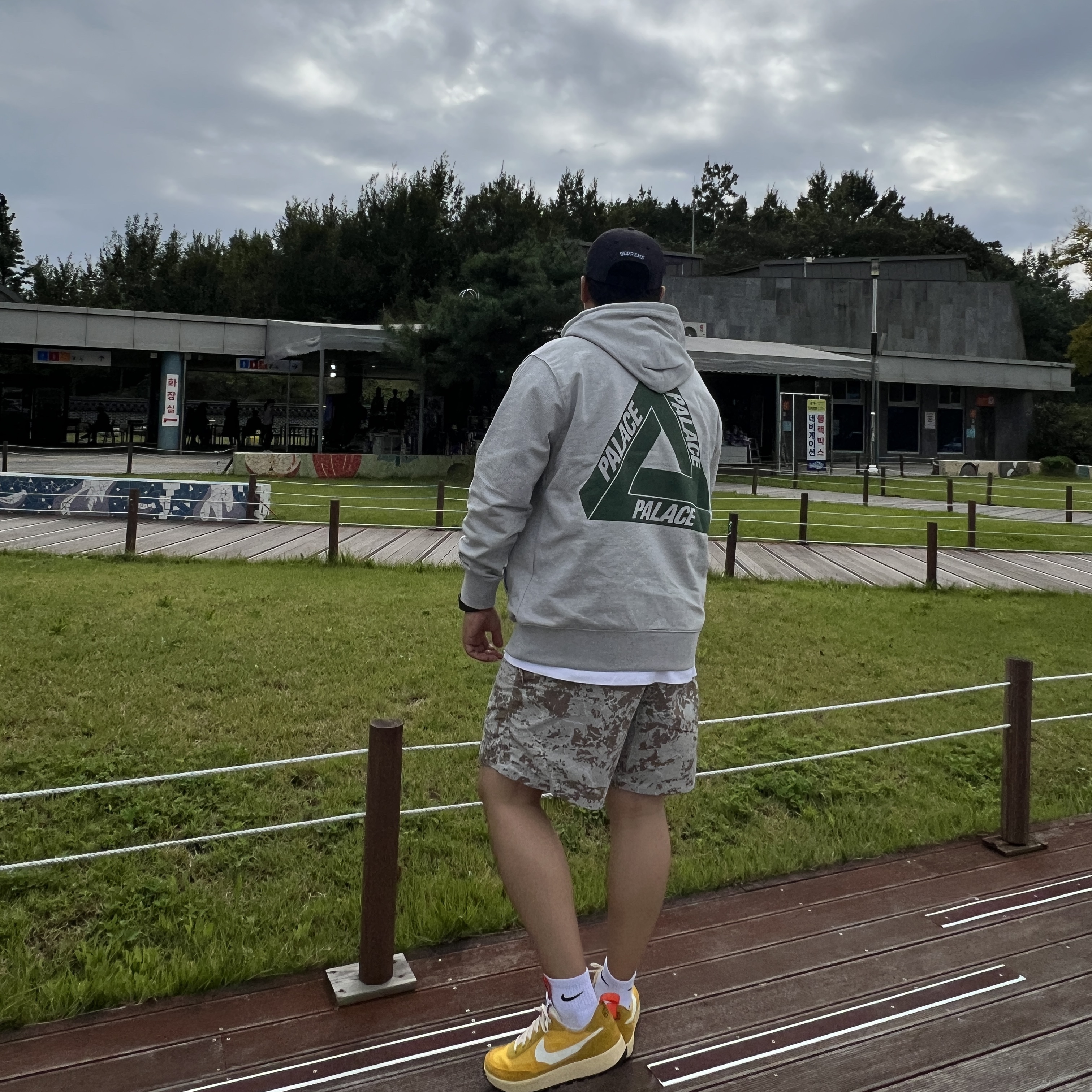 Palace Tri-Puff Print Zip Hood Grey Marl - 23SS 착용 스타일