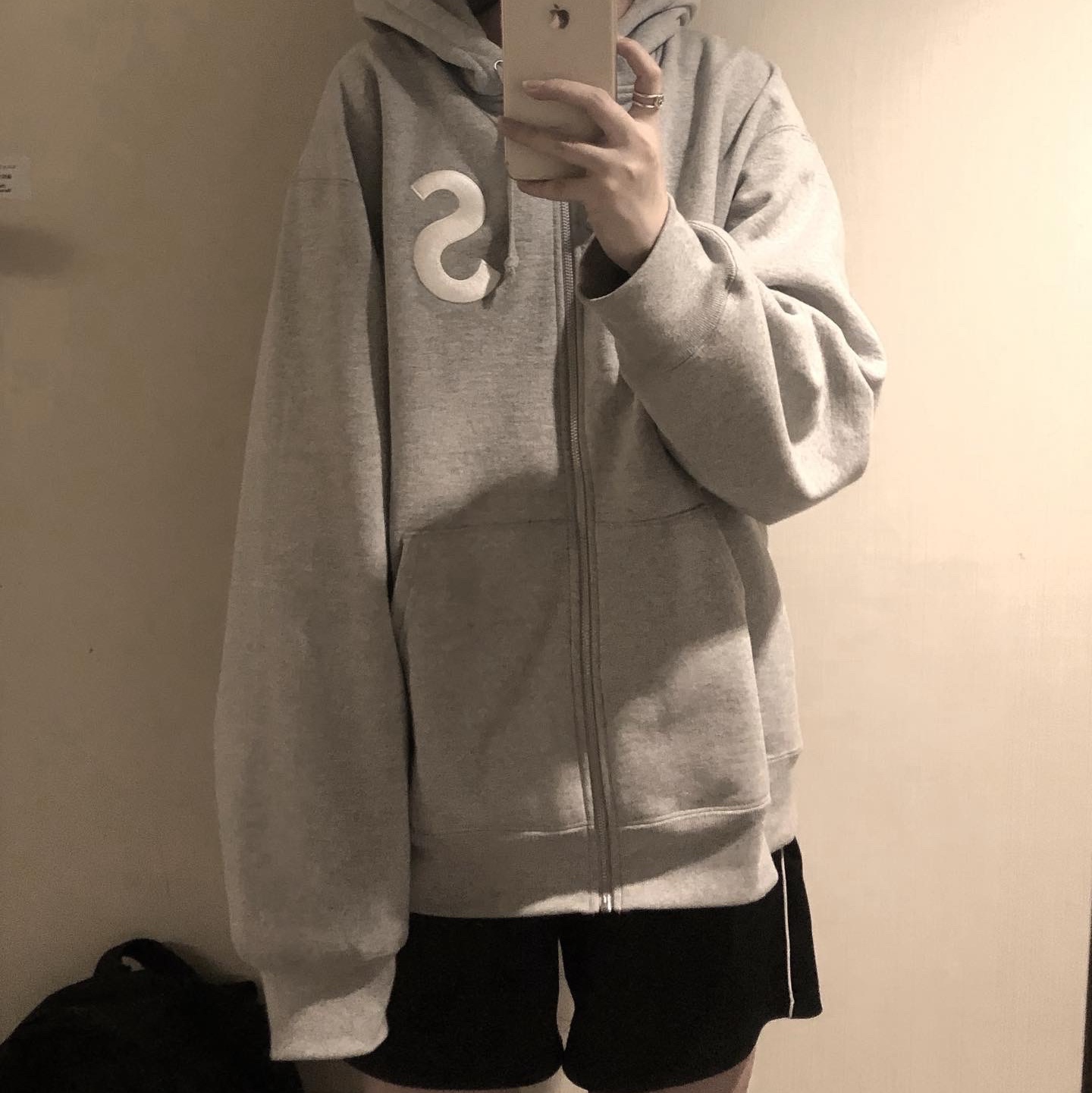 Supreme S Logo Zip Up Hooded Sweatshirt Heather Grey - 23FW 착용 스타일