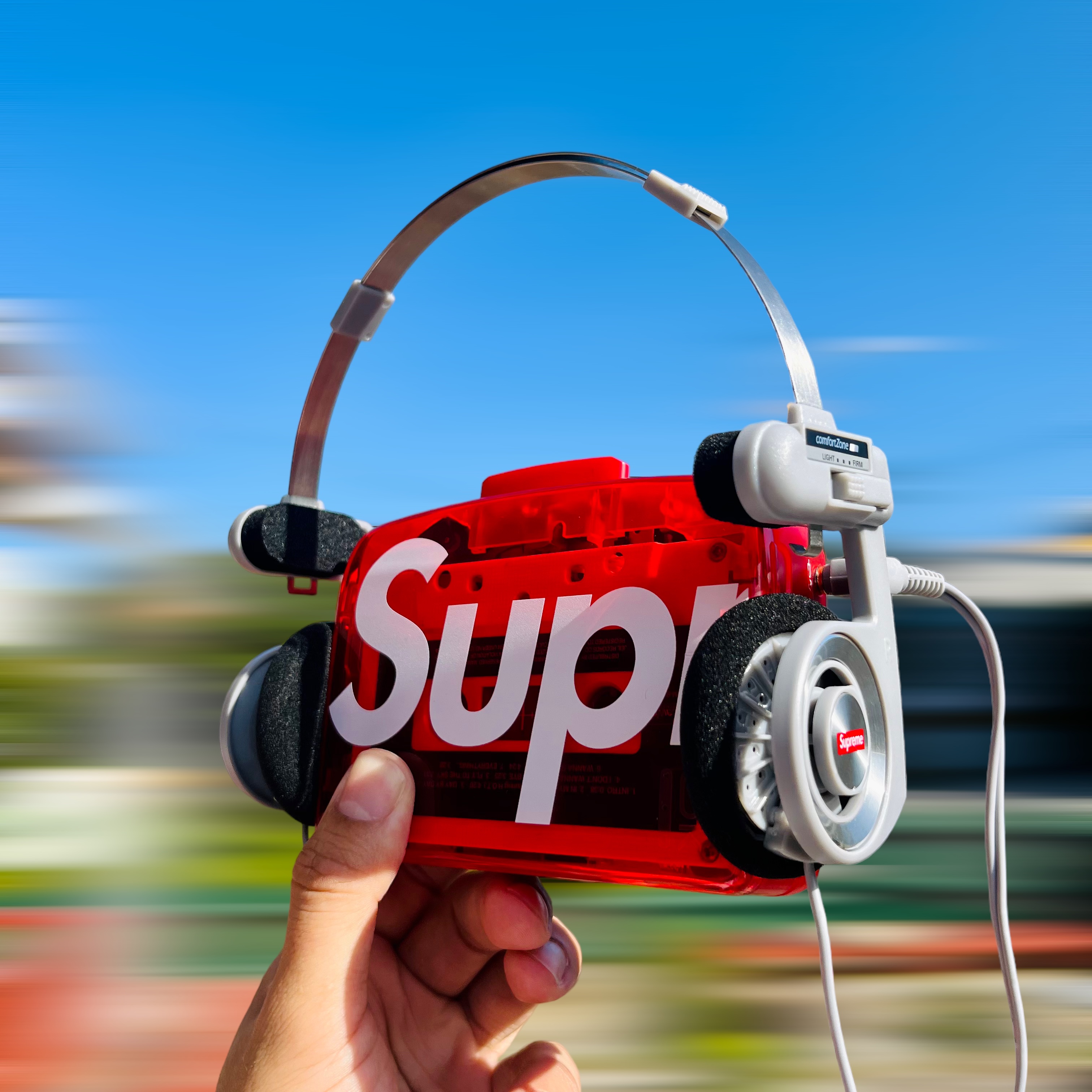 Supreme x Koss Portapro Headphones Silver - 23FW 착용 스타일 - 7
