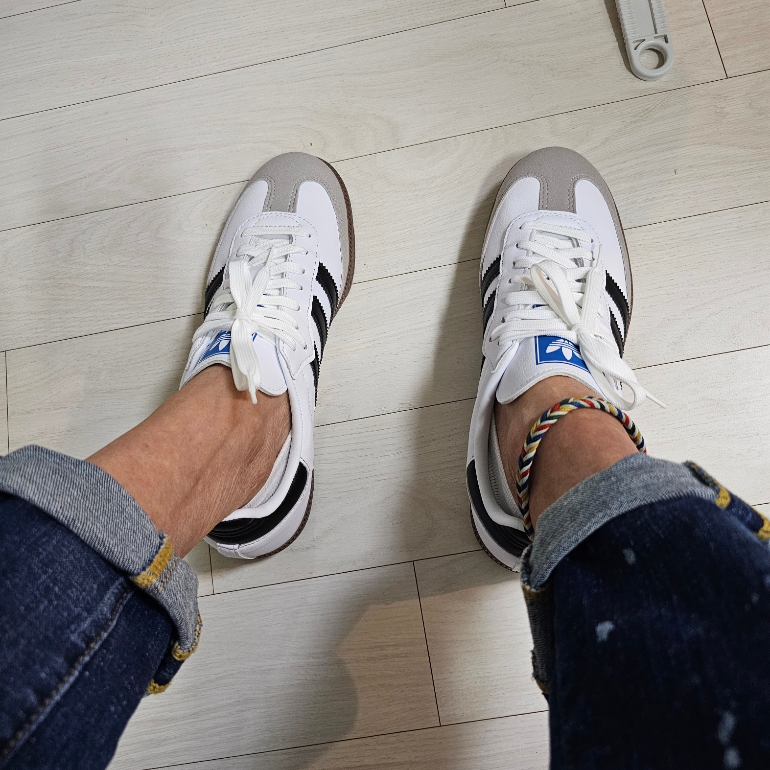 Adidas Samba Vegan White Black 착용 스타일