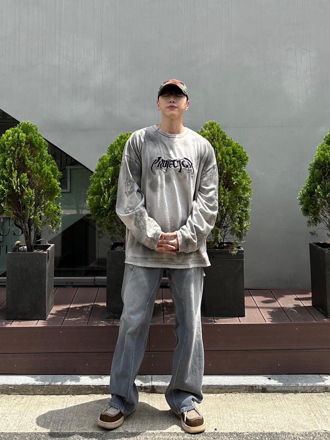 Project G/R Furious Logo Applique L/S T-Shirt Grey - 10 Corso Como Exclusive 착용 스타일 - 2