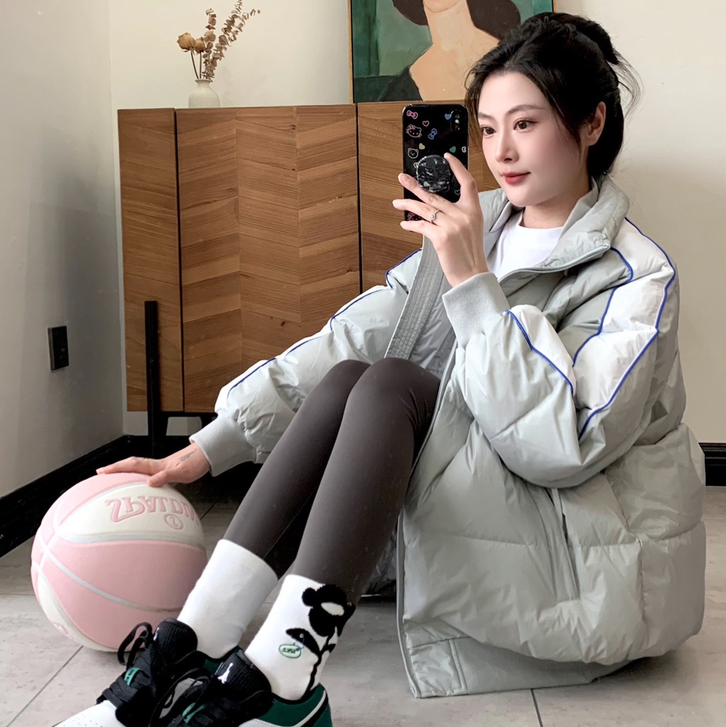 (GS) Jordan 1 Low Black Mystic Green 착용 스타일