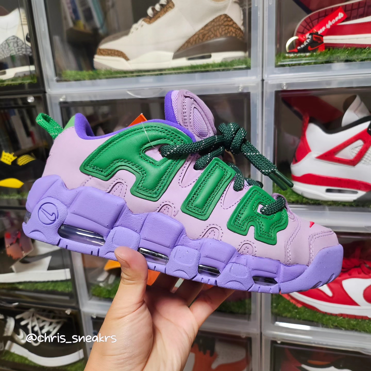 Nike x Ambush Air More Uptempo Low Lilac and Apple Green 착용 스타일 - 1