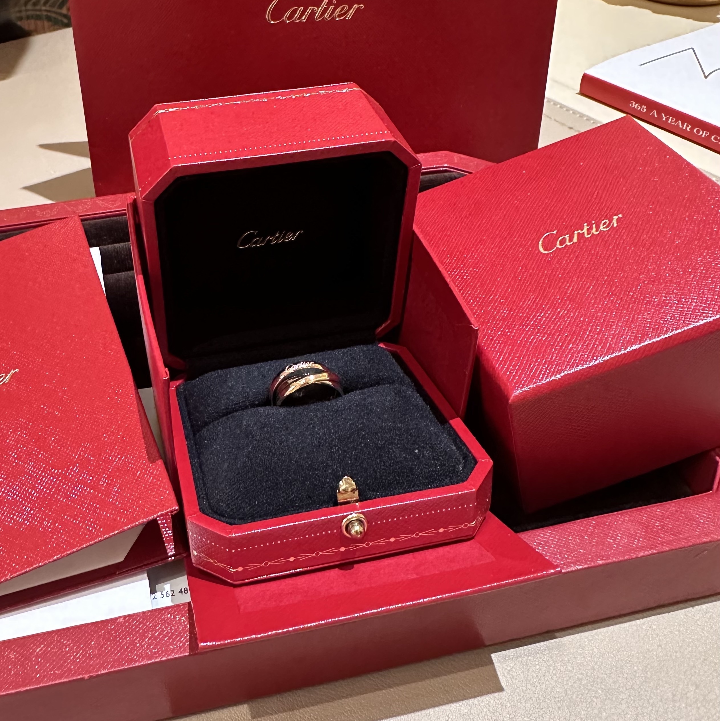 Cartier Trinity Ring Classic White Gold Yellow Gold Rose Gold, Chanel Gabrielle Small Hobo Bag Aged Calfskin & Gold Black 착용 스타일 - 2