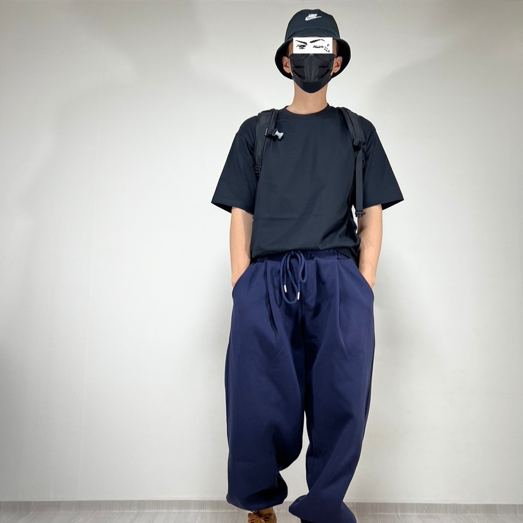 Undermycar Mu.03 Anti Fxxking Logo Play Oversized Sweat Jogger Navy 착용 스타일 - 3