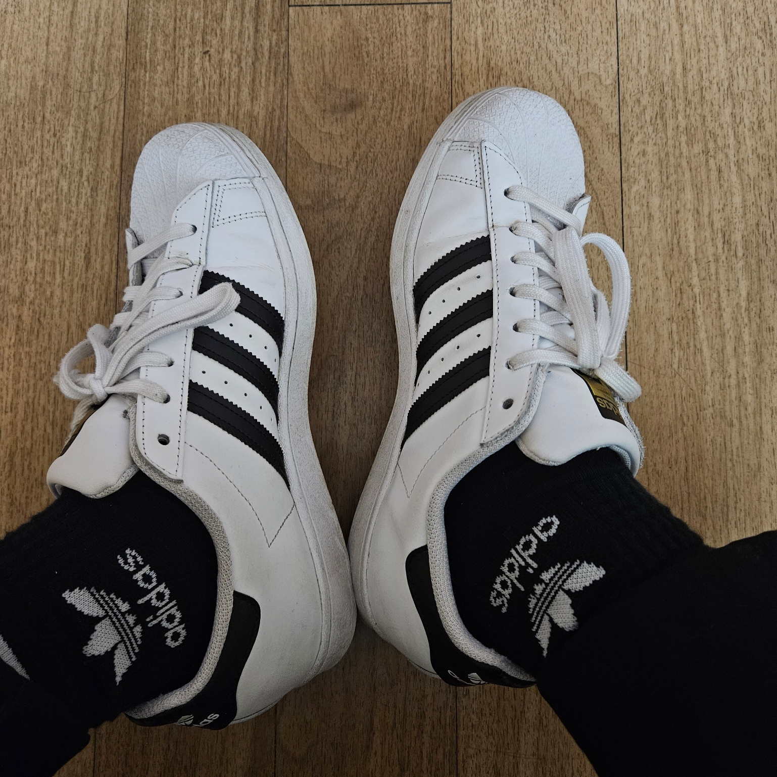 Adidas Superstar White Black 착용 스타일