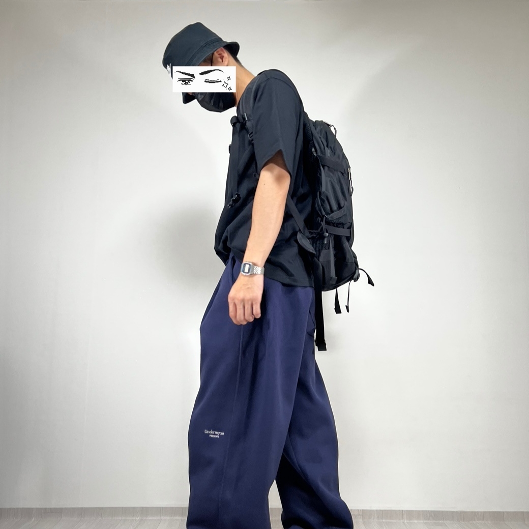Undermycar Mu.03 Anti Fxxking Logo Play Oversized Sweat Jogger Navy 착용 스타일 - 2