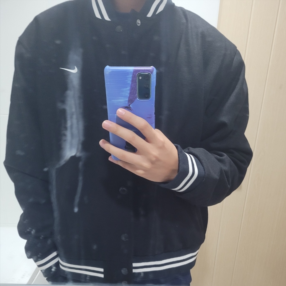 Nike NSW Authentics Varsity Jacket Black - Asia 착용 스타일 - 2