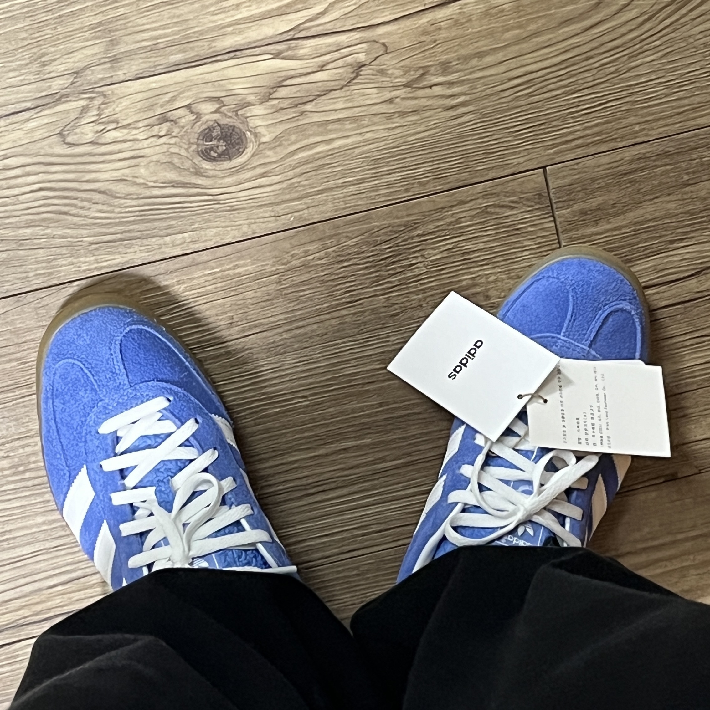 (W) Adidas Gazelle Indoor Blue Fusion Cloud White 착용 스타일 - 1