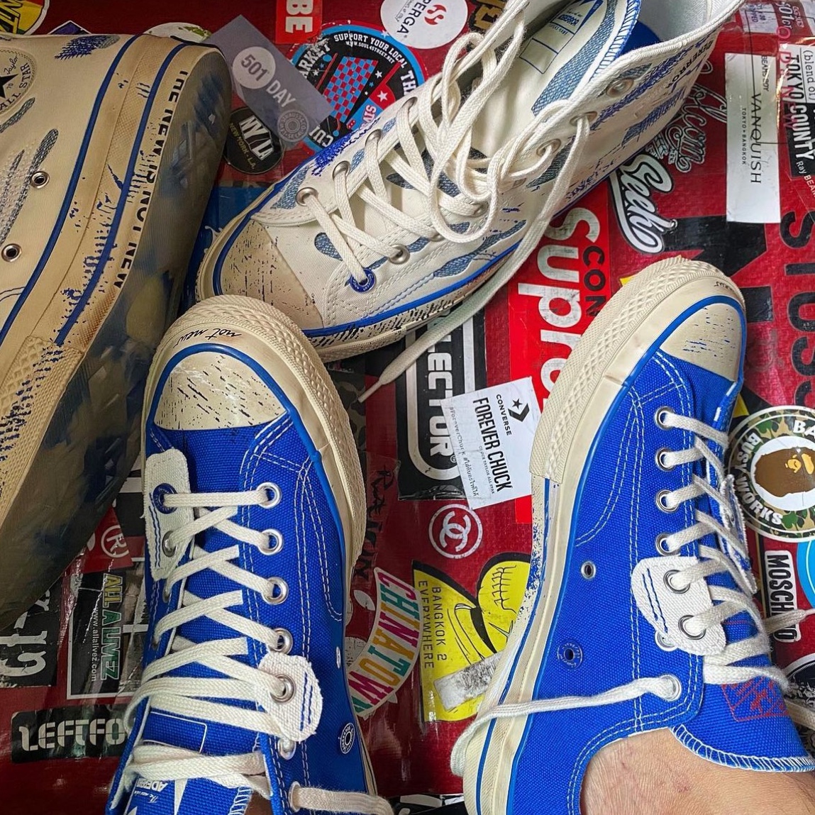 Converse x Ader Error Chuck 70 Ox Imperial Blue 착용 스타일 - 3