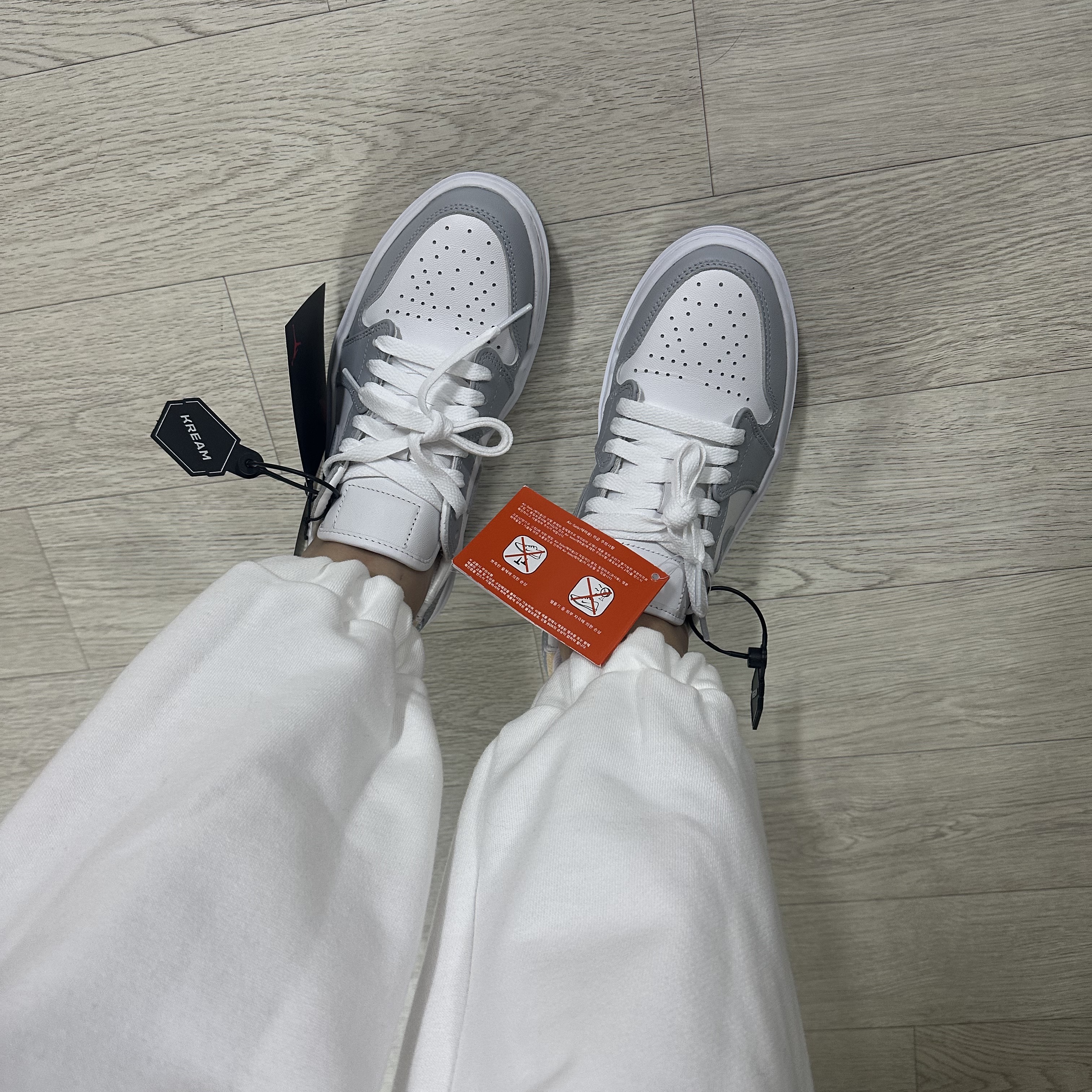 (W) Jordan 1 Elevate Low White and Wolf Grey 착용 스타일