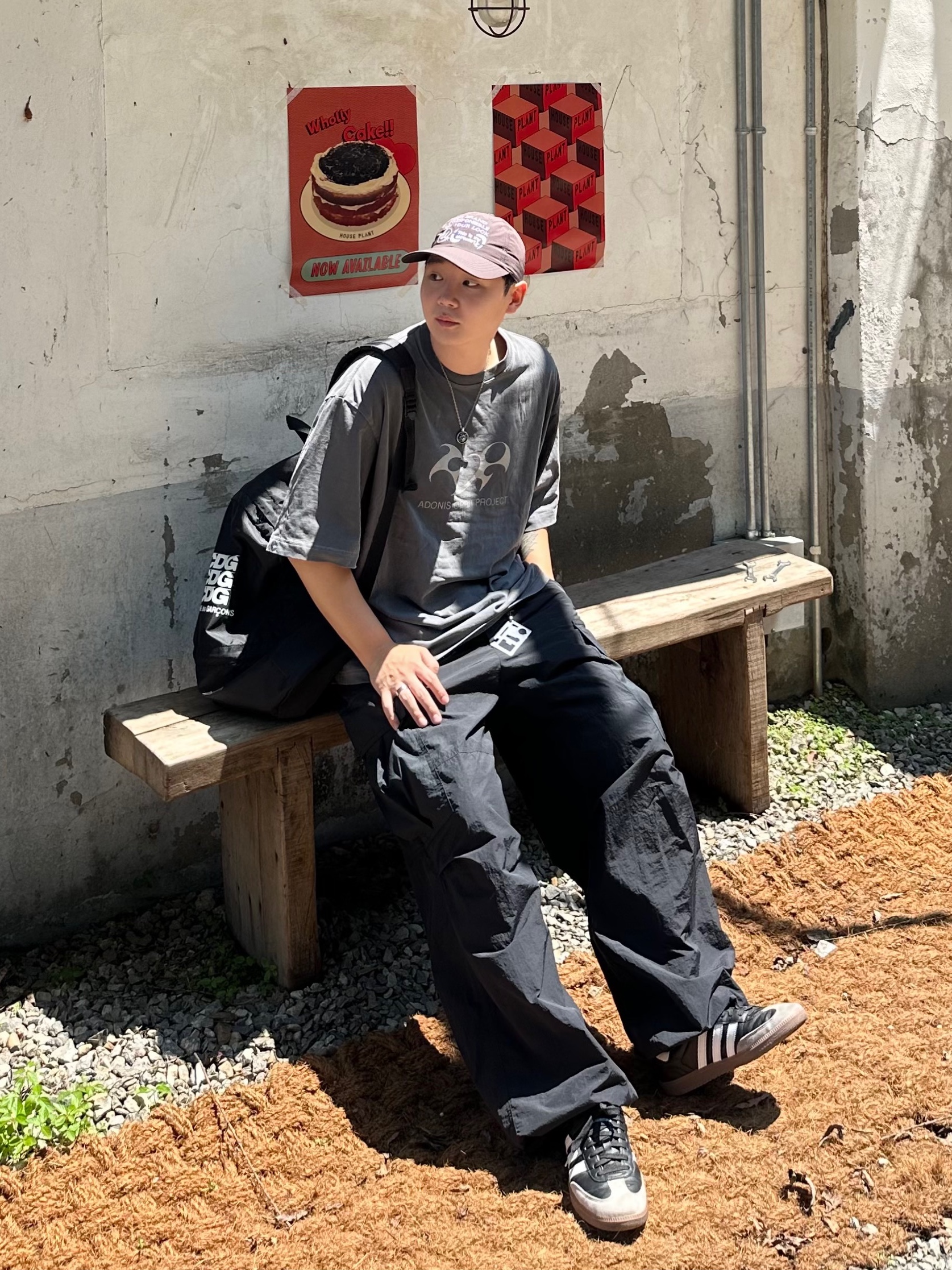 Adidas Samba Vegan Black White, CDG Backpack Black 착용 스타일 - 2