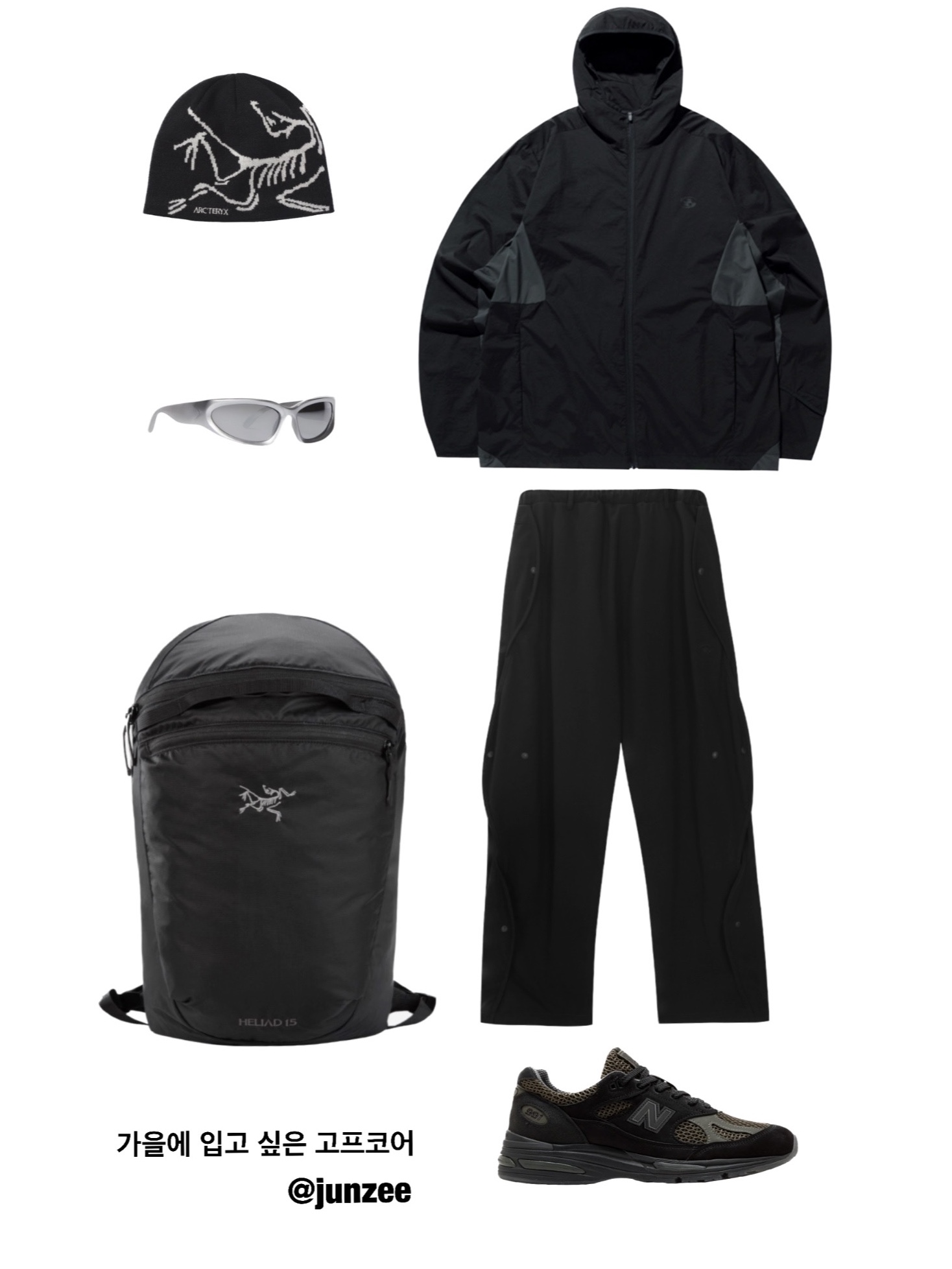 New Balance x Stone Island 991v2 Made in UK Black Olive Night, Sansan Gear Wave Pants Black - 22FW 착용 스타일