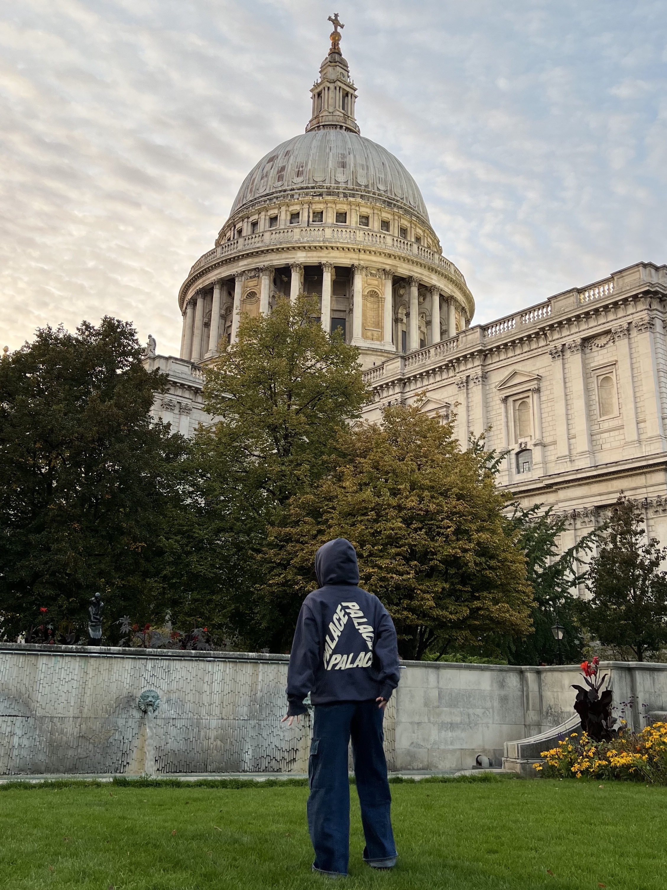 Palace P3 Felt Hood Navy - 23FW 착용 스타일 - 1
