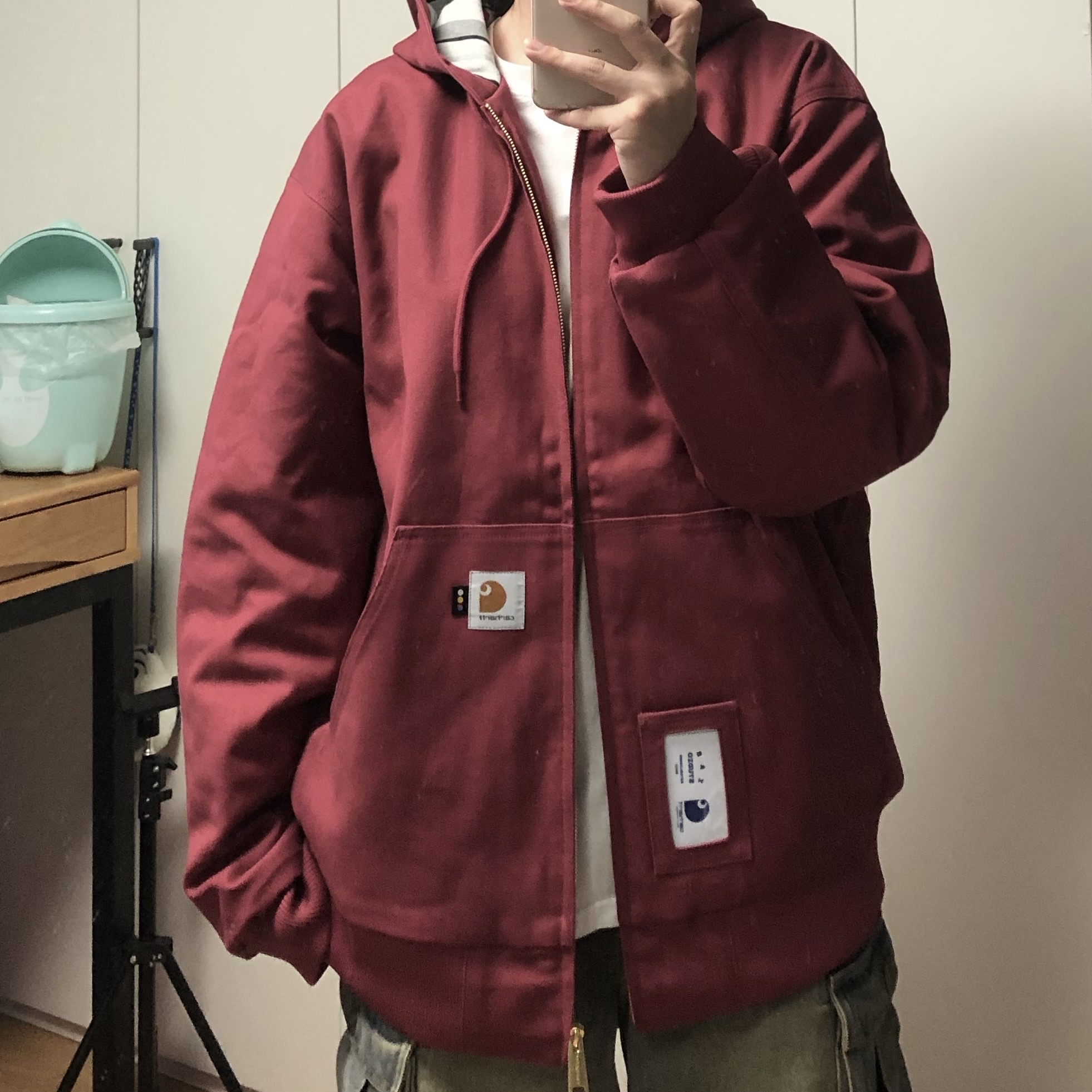 Carhartt WIP x IAB Studio OG Active Jacket Earth Red 착용 스타일 - 2