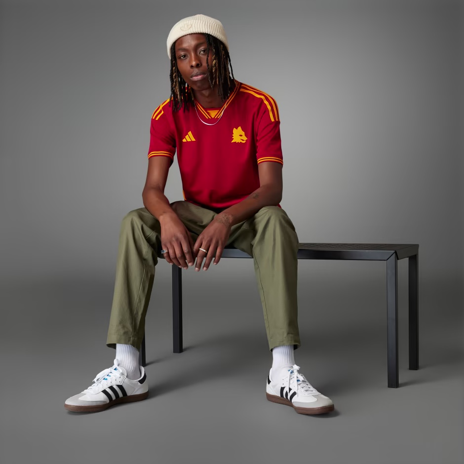 Adidas AS Roma 2023/24 Home Jersey Team Victory Red - US Sizing (Non Marking Ver.) 착용 스타일 - 7
